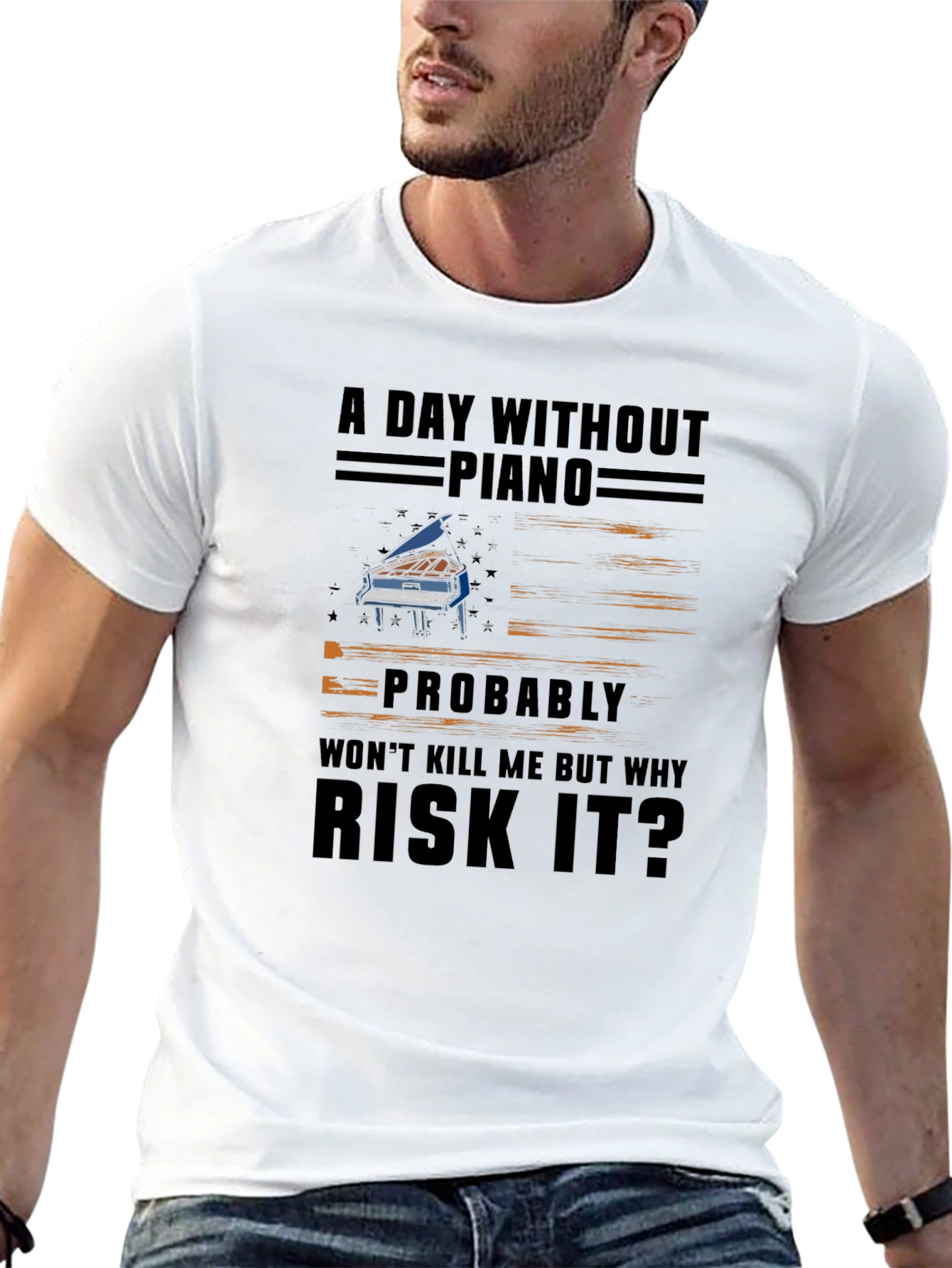 Funny Piano T-Shirt - Risk It?