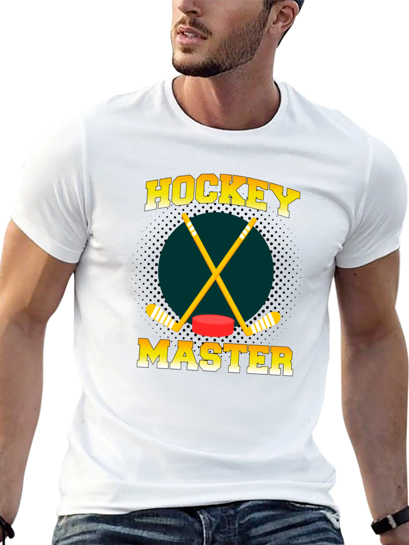 Hockey Master Graphic Tee - Black Cotton T-Shirt