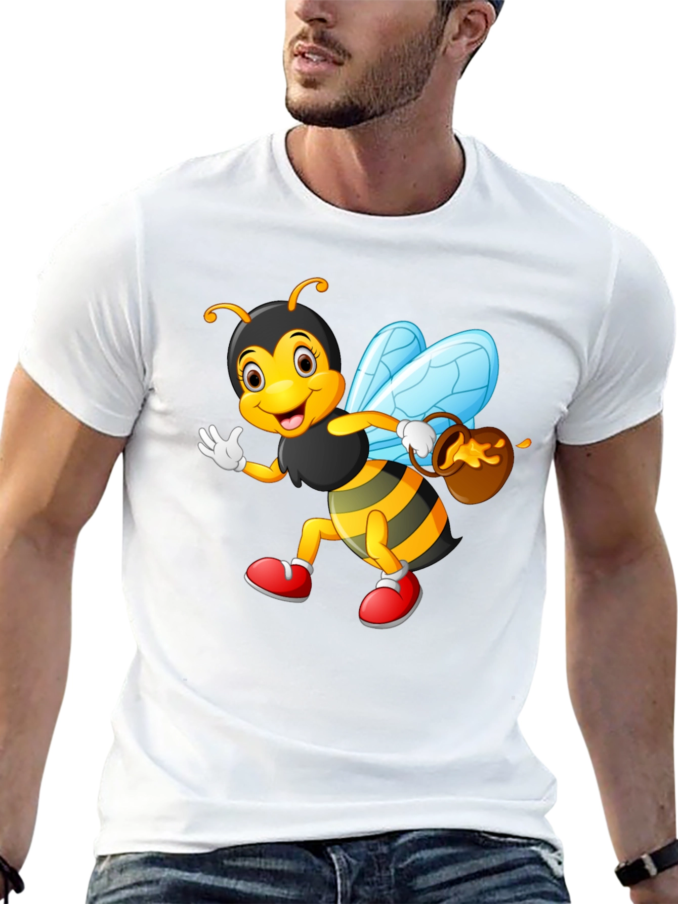 Cartoon Bee T-Shirt - Whimsical Honeybee Design