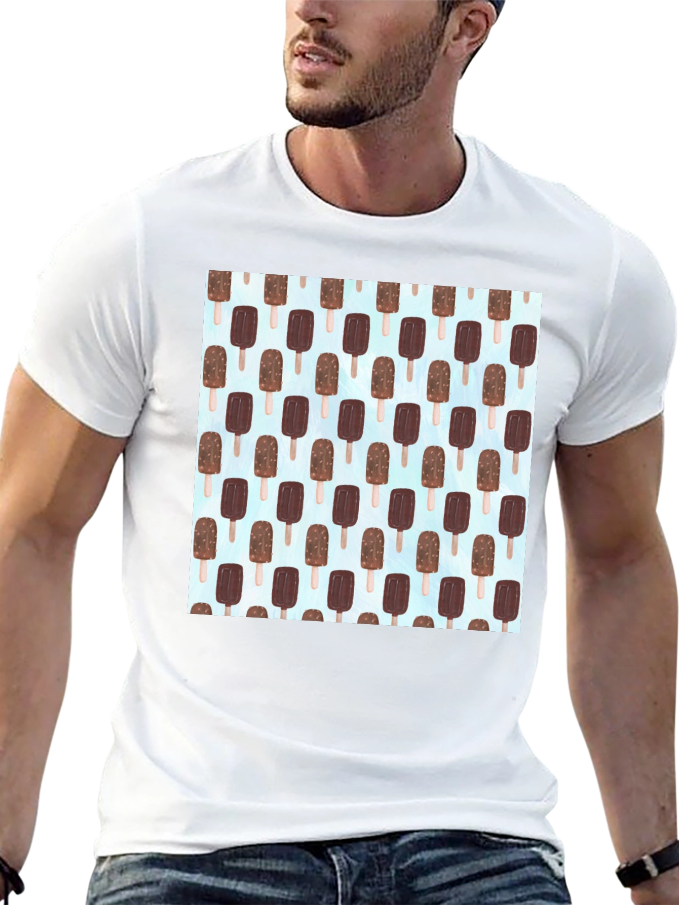 Ice Cream Pattern T-Shirt - Black