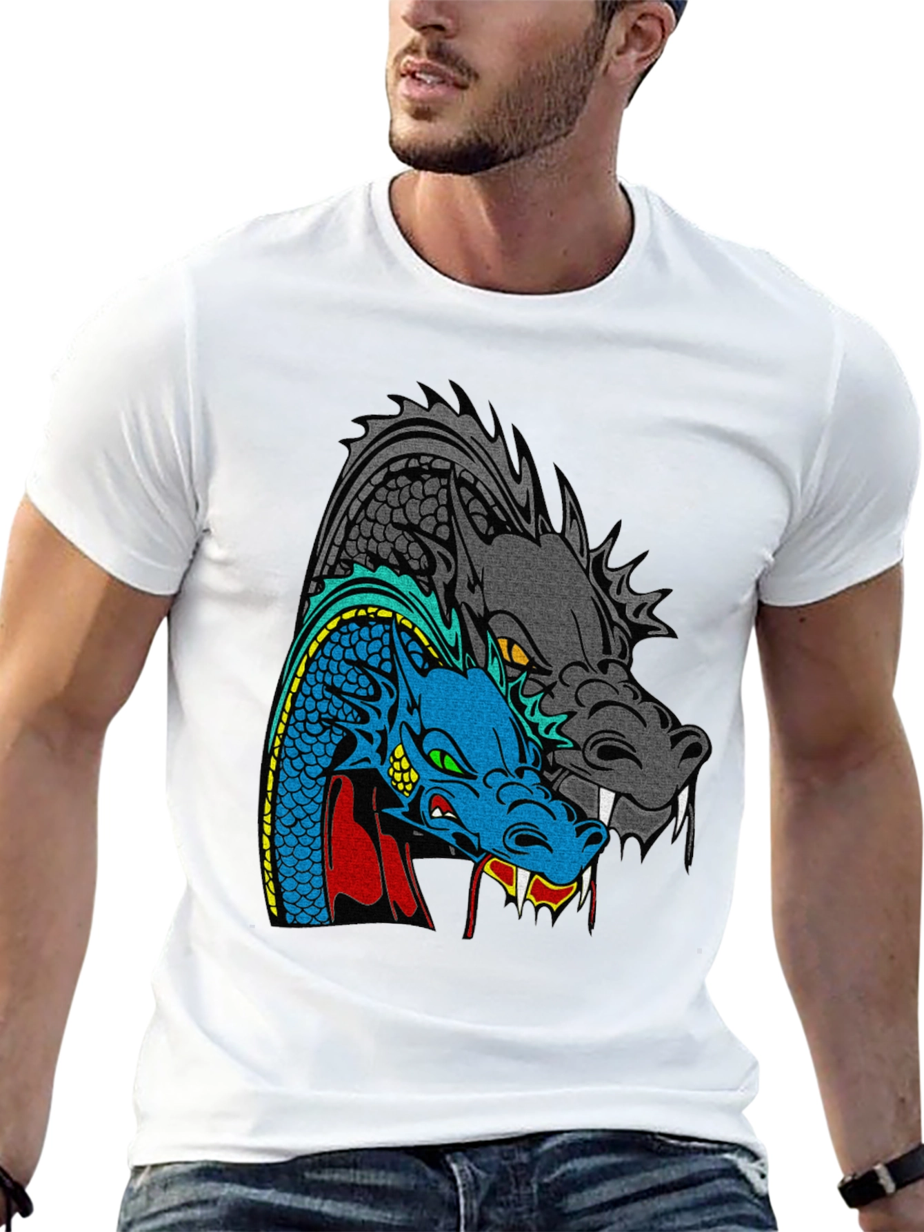 Dragon Graphic T-Shirt - Two Headed Beast Design