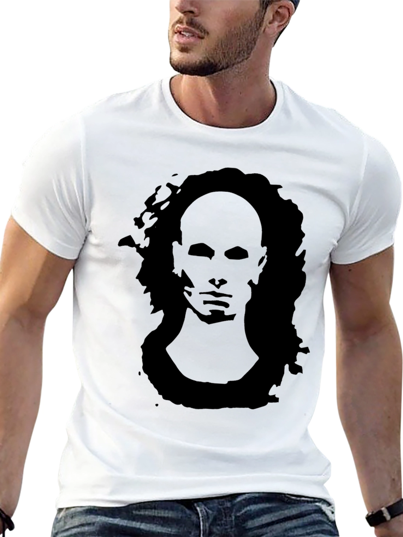 Abstract Face Graphic Black T-Shirt