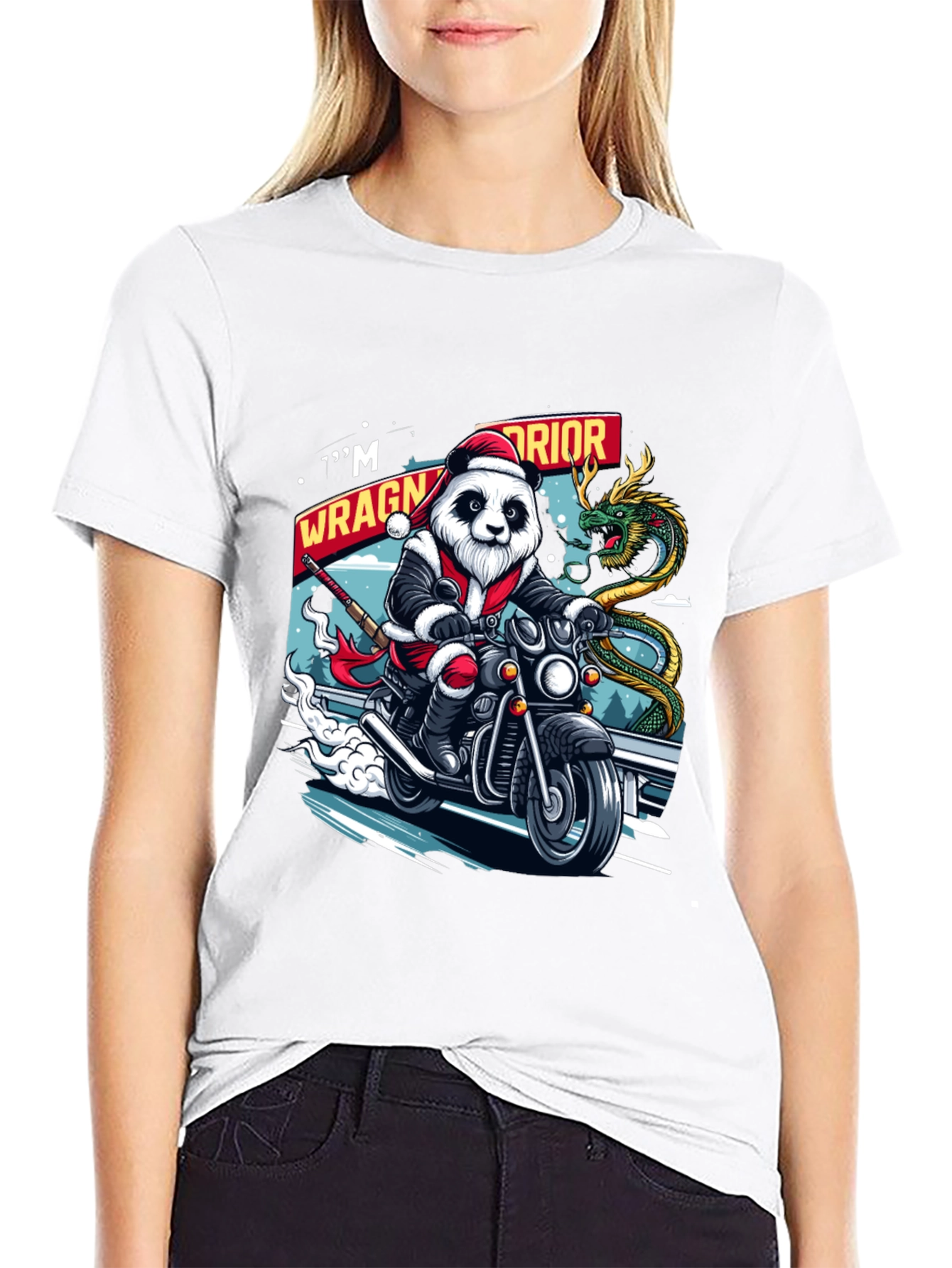 Santa Panda Motorcycle Warrior T-Shirt