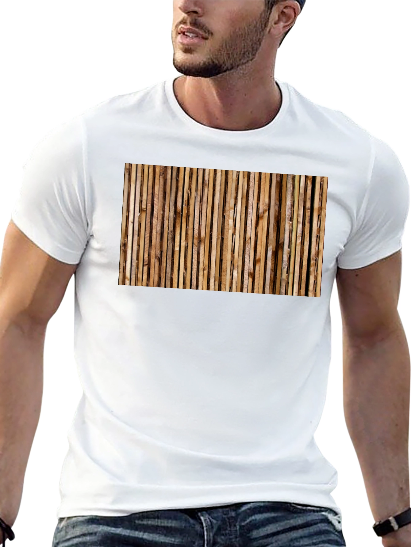 Rustic Wood Panel Print Black T-Shirt