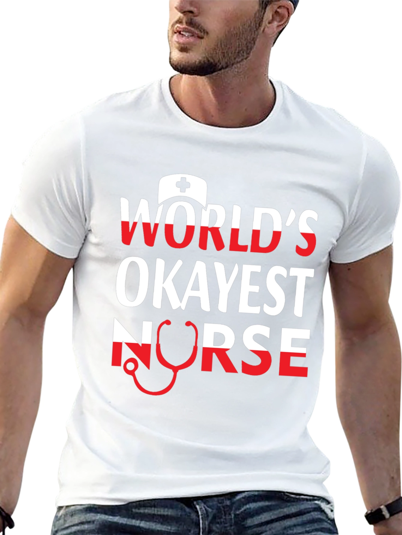 Worlds Okayest Nurse T-Shirt - Funny Nursing Tee