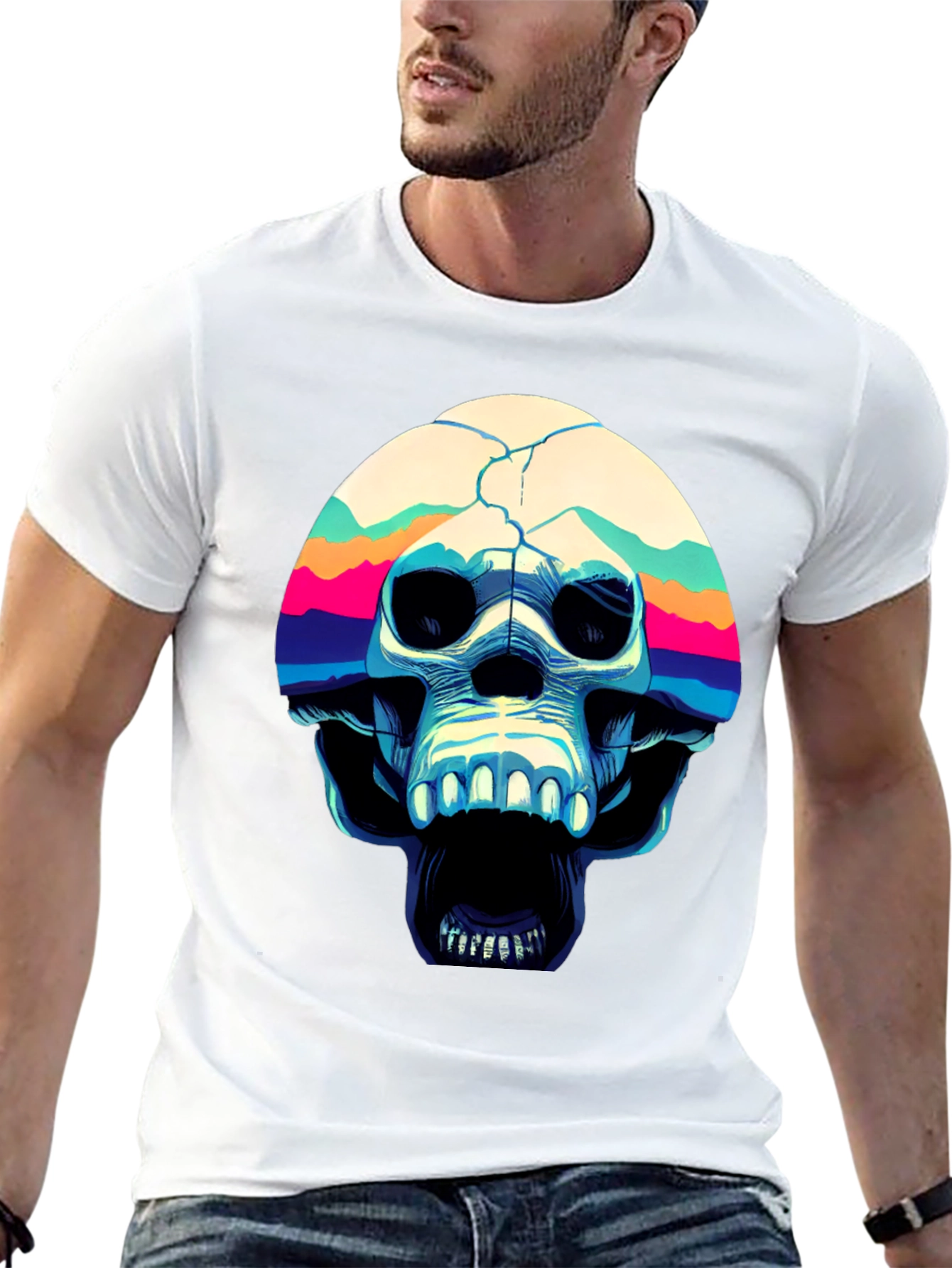 Skull Graphic Print Crew Neck T-Shirt