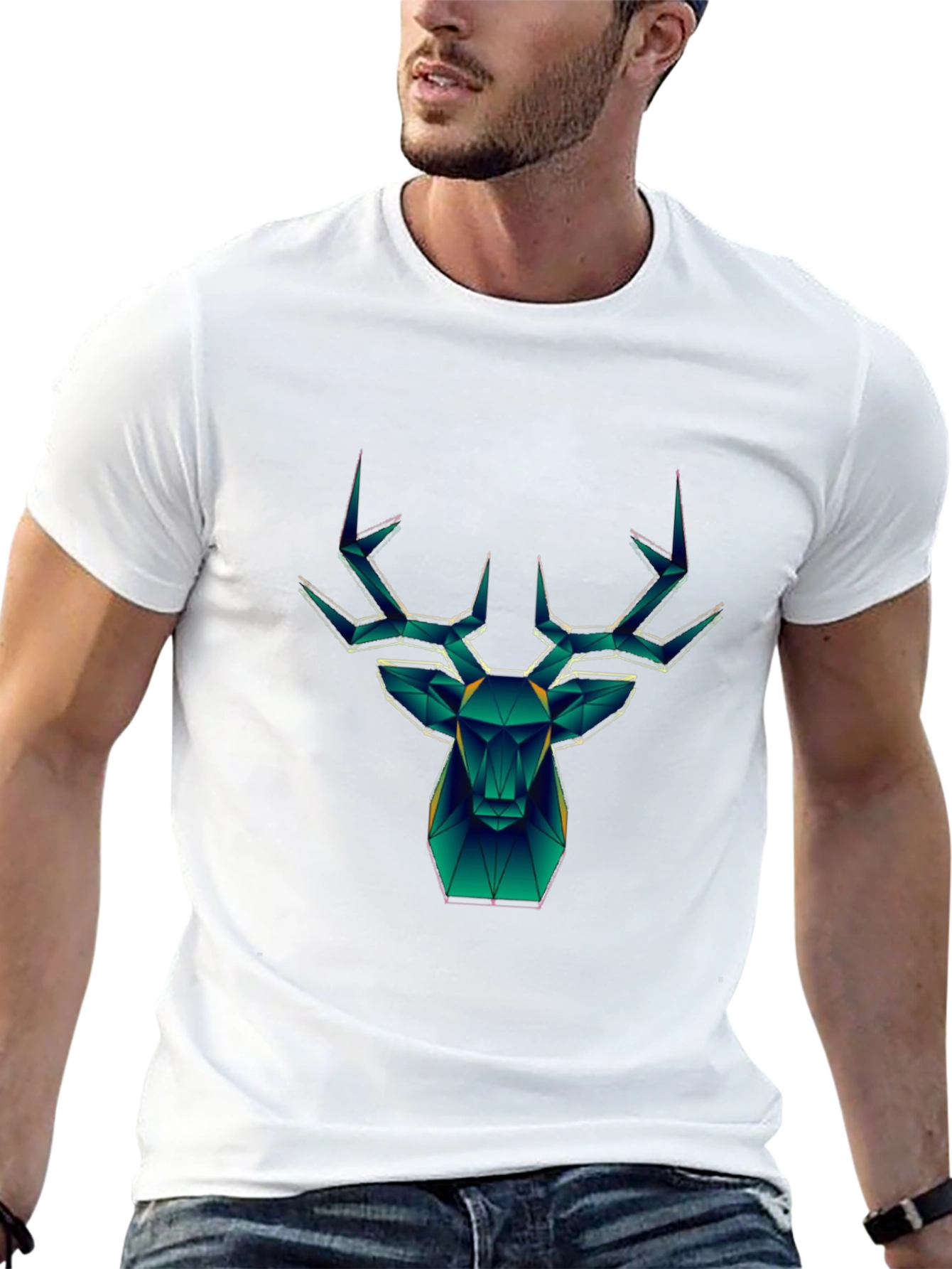 Geometric Deer Graphic Tee - Modern Style