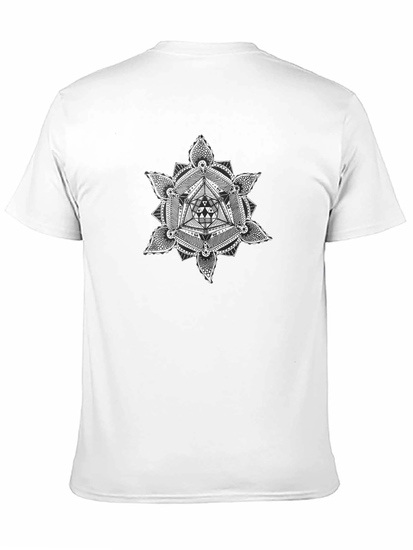 Geometric Mandala Graphic Tee - Black Cotton Shirt