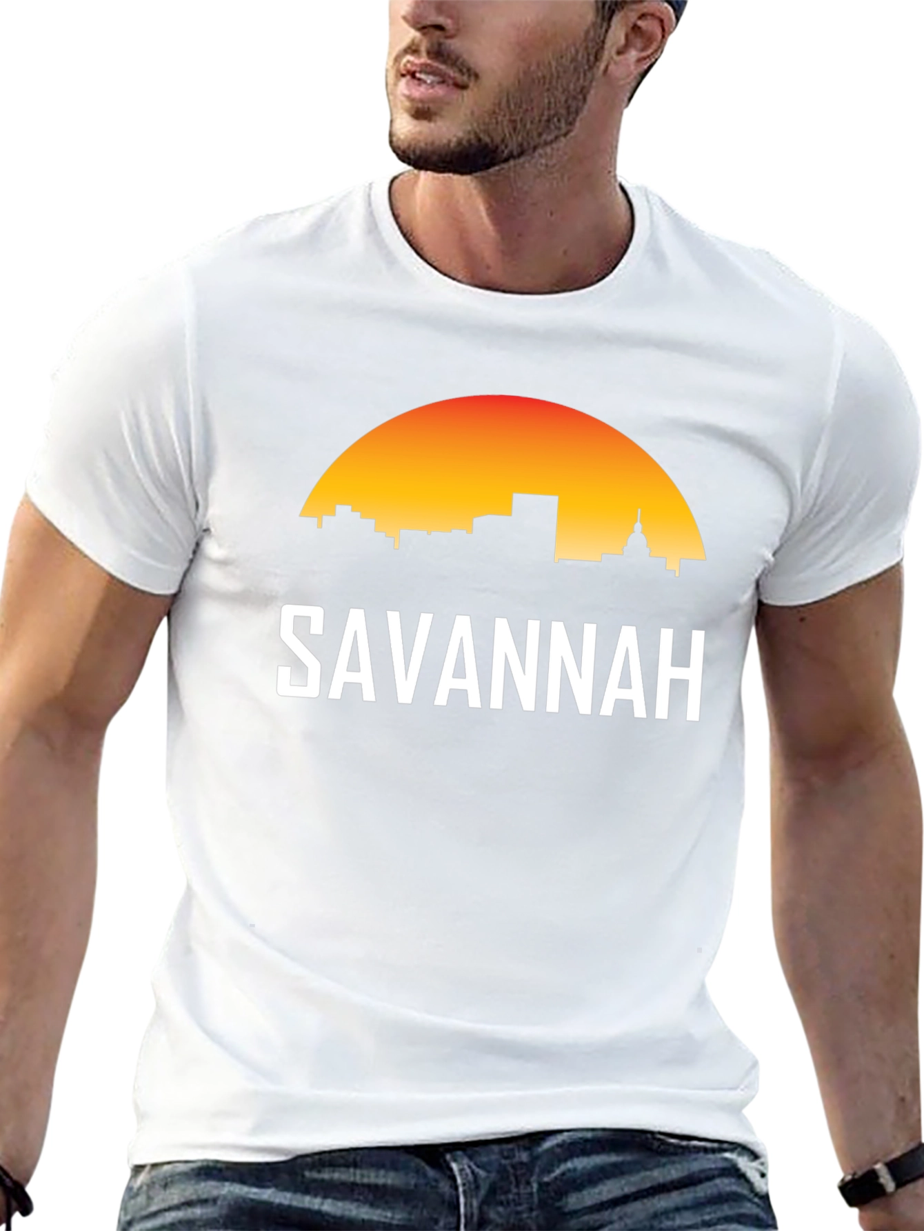 Savannah Skyline Graphic Tee - Black Cotton T-Shirt