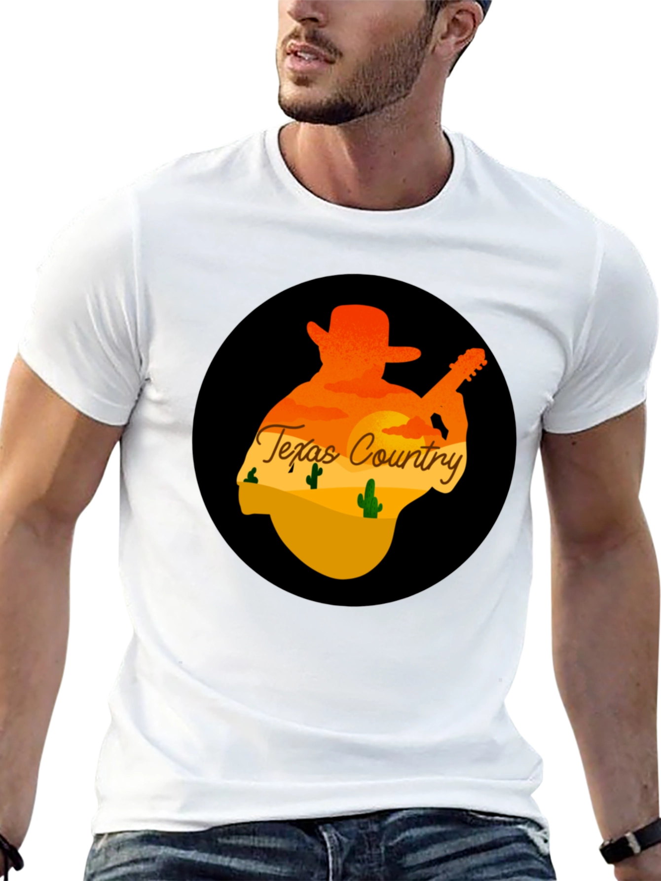 Texas Country Guitar Player Graphic Tee - Black