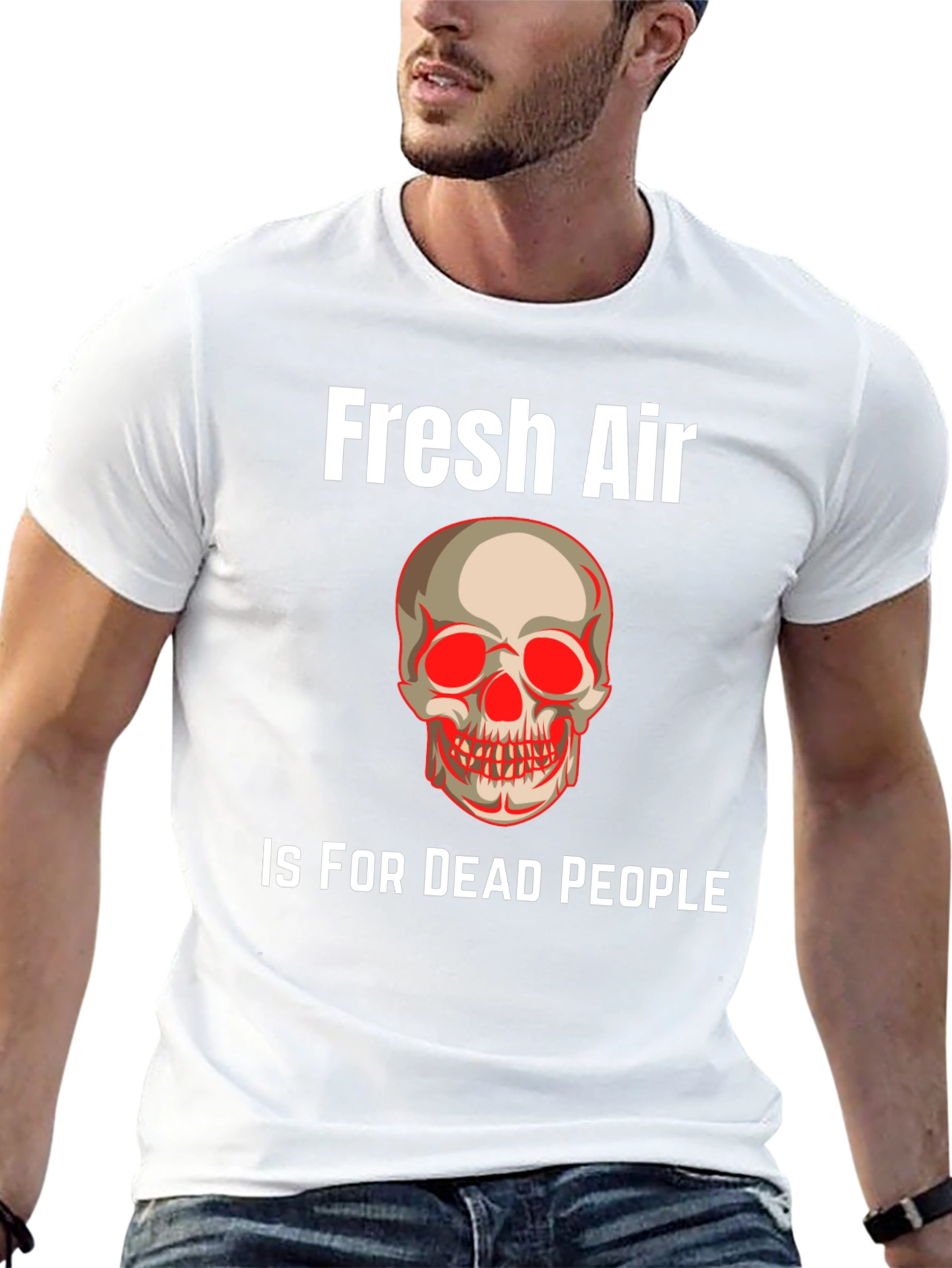Fresh Air Dead People Skull Graphic Tee - Black