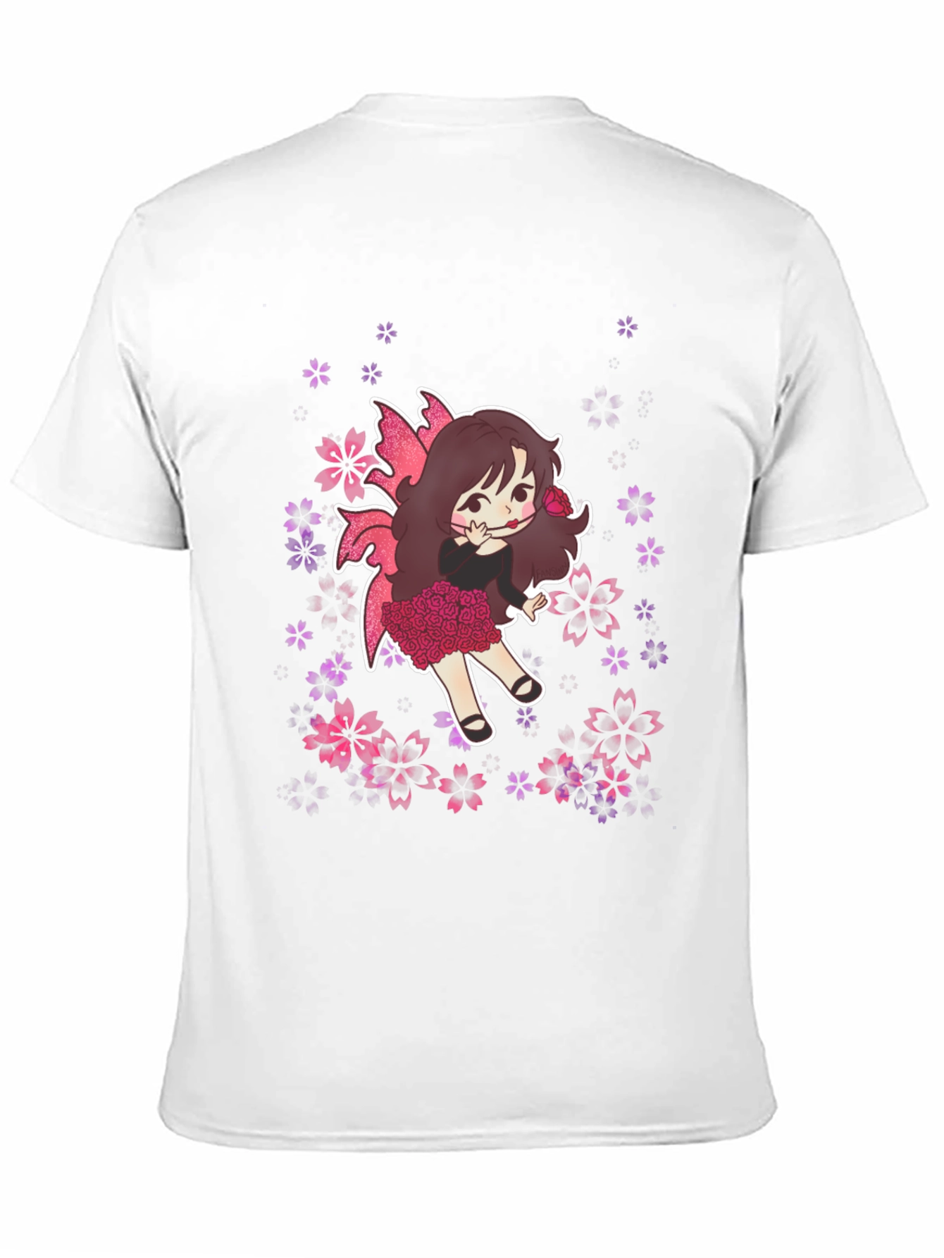 Whimsical Fairy Graphic Tee - Black Cotton Blend