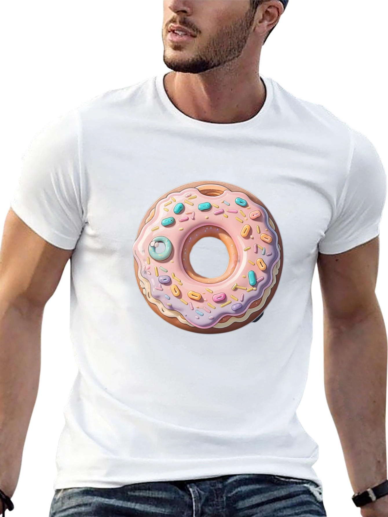 Donut with Eye Graphic Tee - Black Cotton Casual