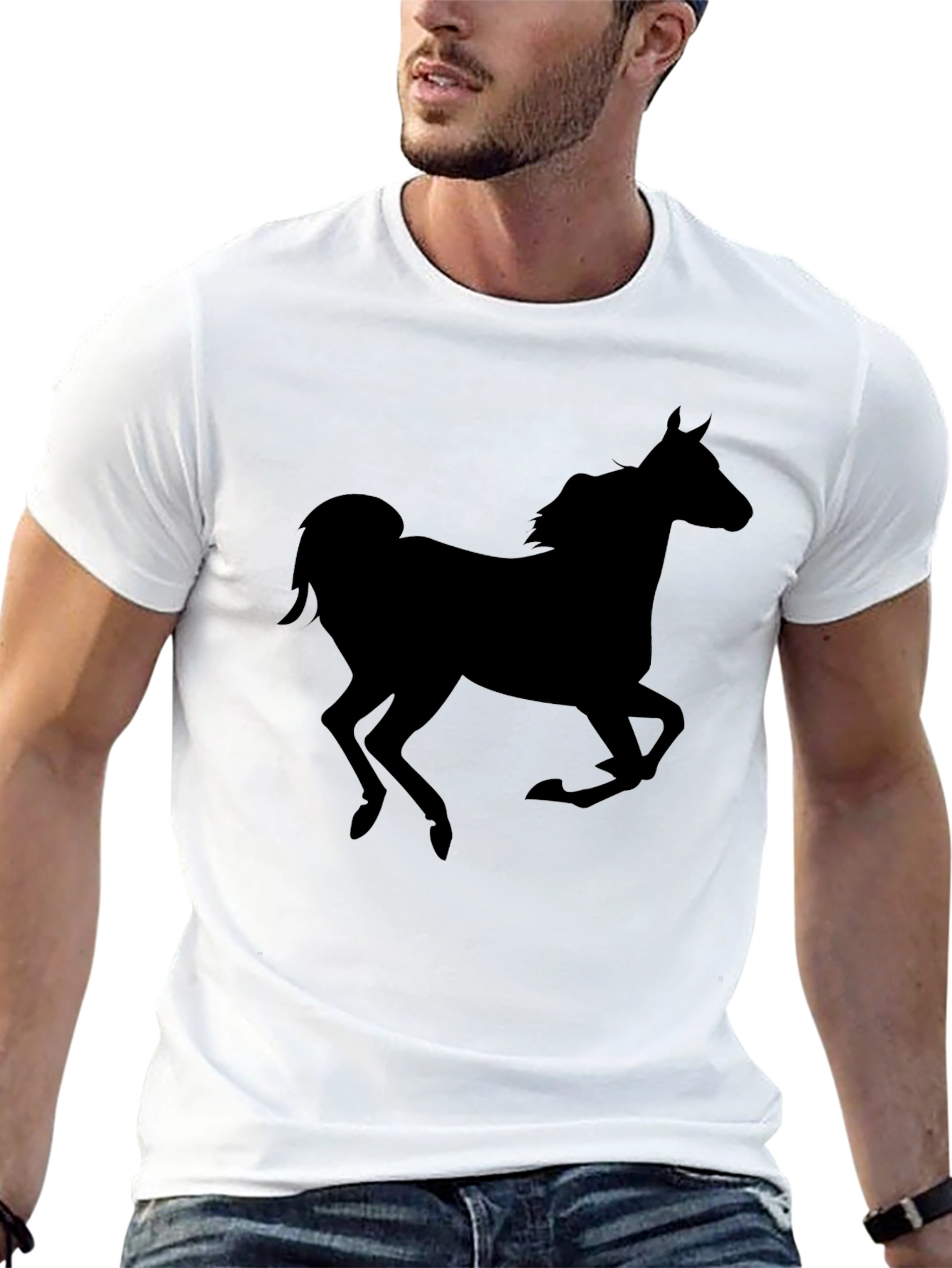 Black Horse Silhouette Graphic T-Shirt