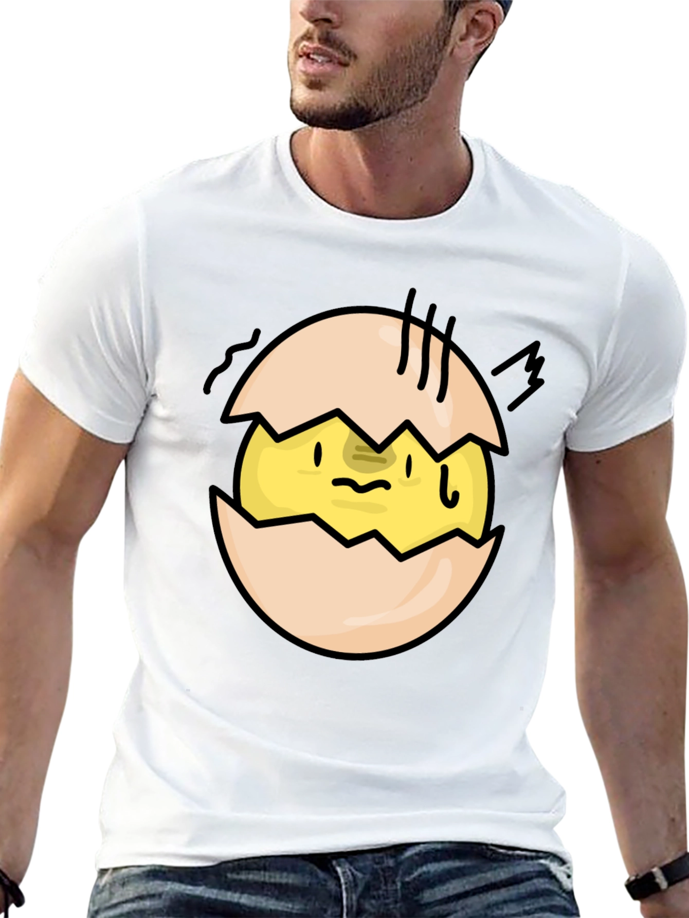 Cracked Egg Chick Graphic Tee - Quirky Black T-Shirt