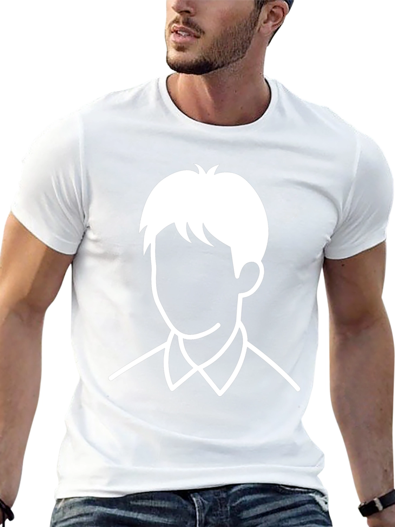 Minimalist Face Graphic T-Shirt - Black