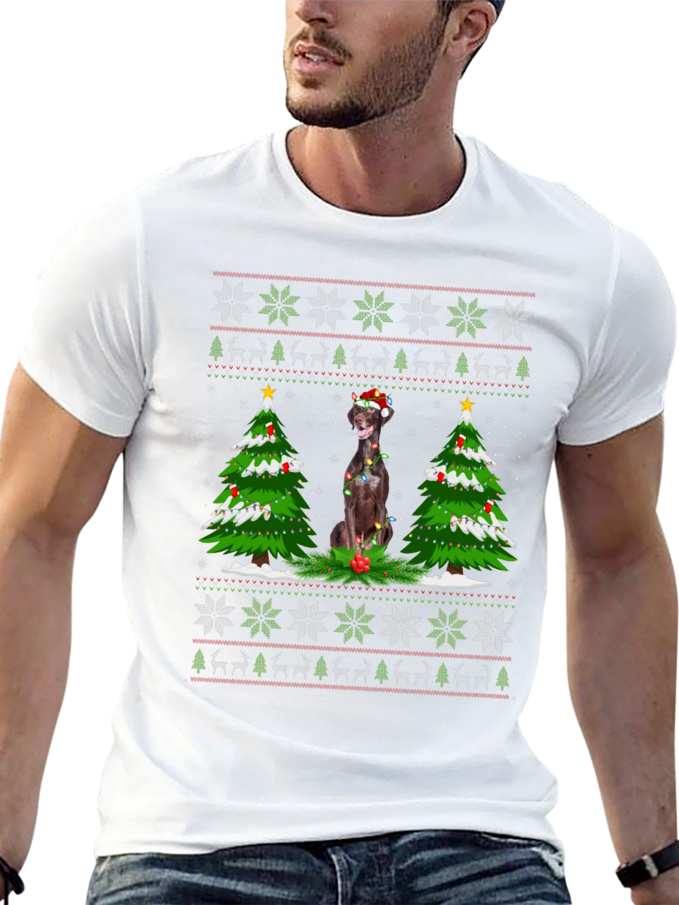 Festive Dog Christmas Sweater T-Shirt