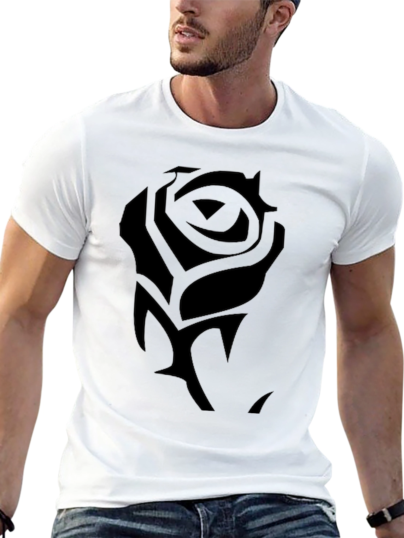 Black Rose Graphic Tee - Mens Fashion
