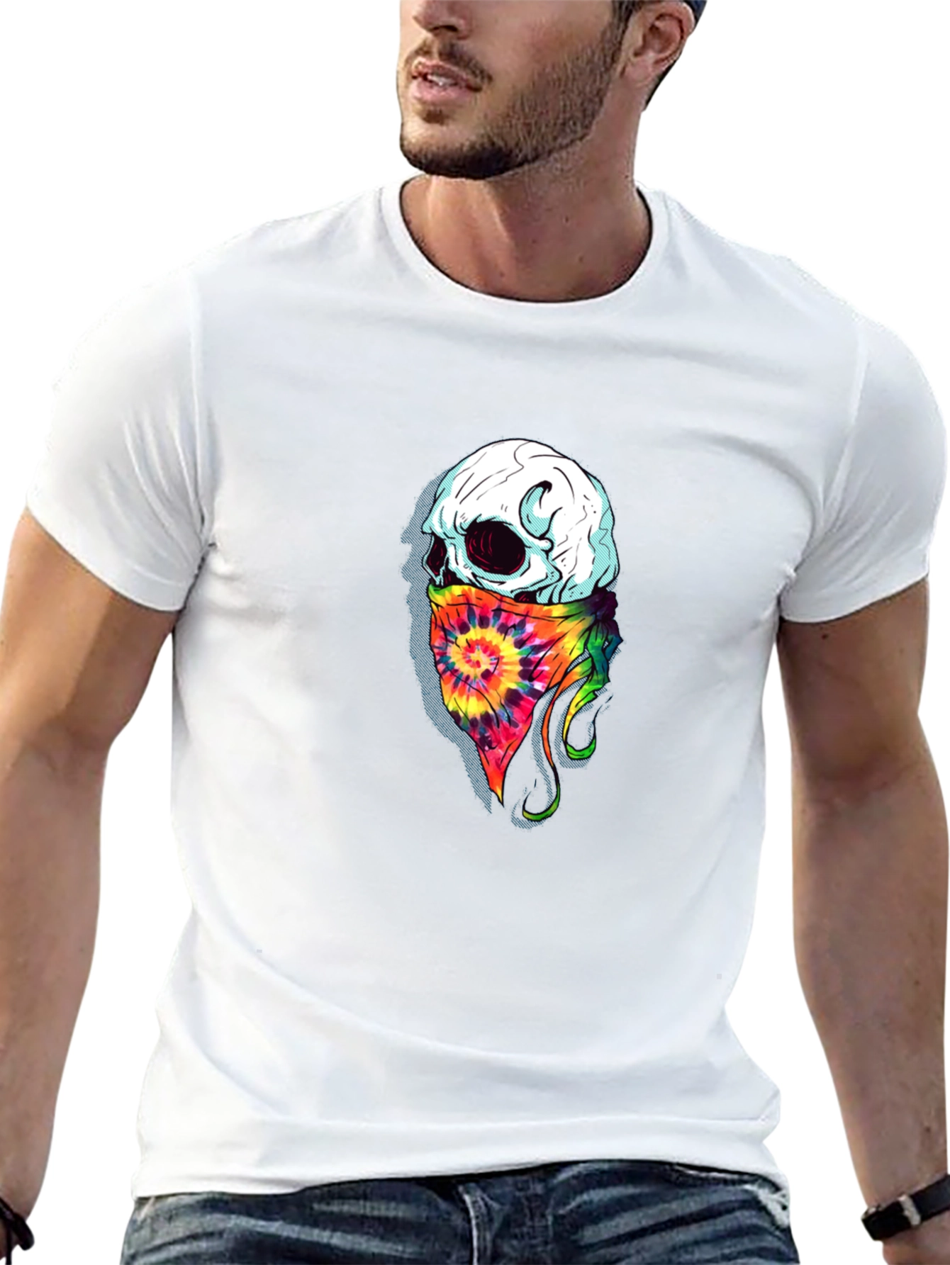 Skull Tie Dye Bandana Graphic Tee