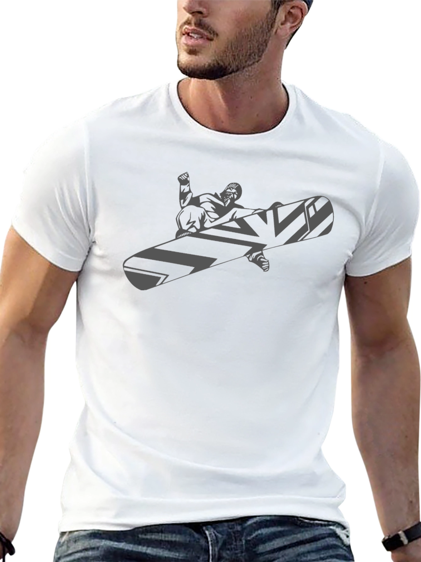 Mens Black Snowboard Graphic Tee