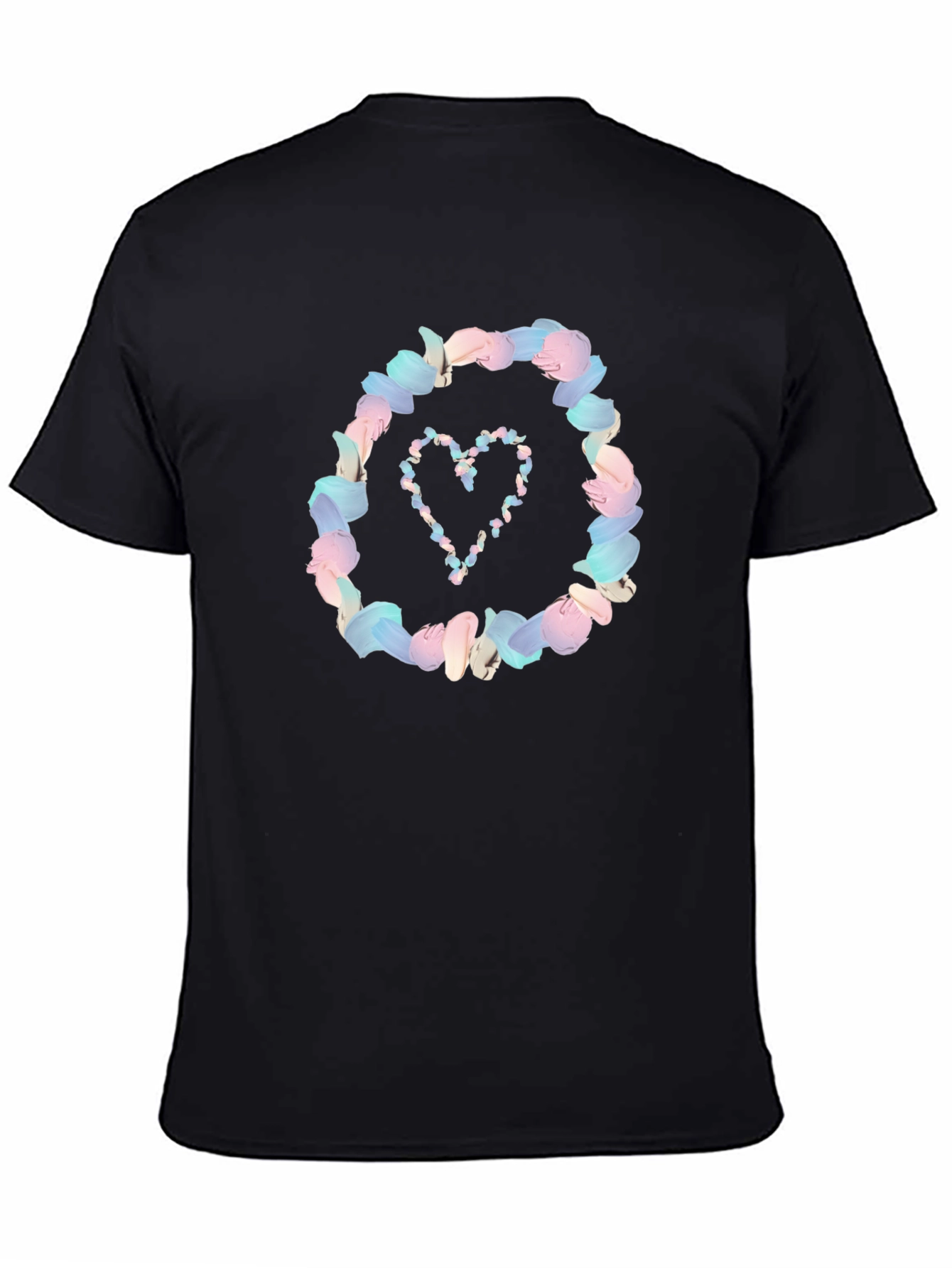 Floral Heart Graphic Black T-Shirt