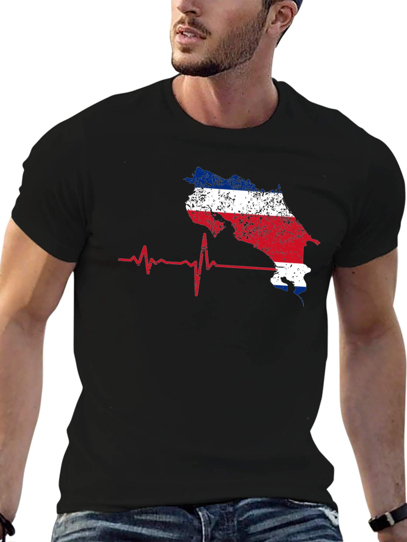 Costa Rica Flag Heartbeat Graphic Tee