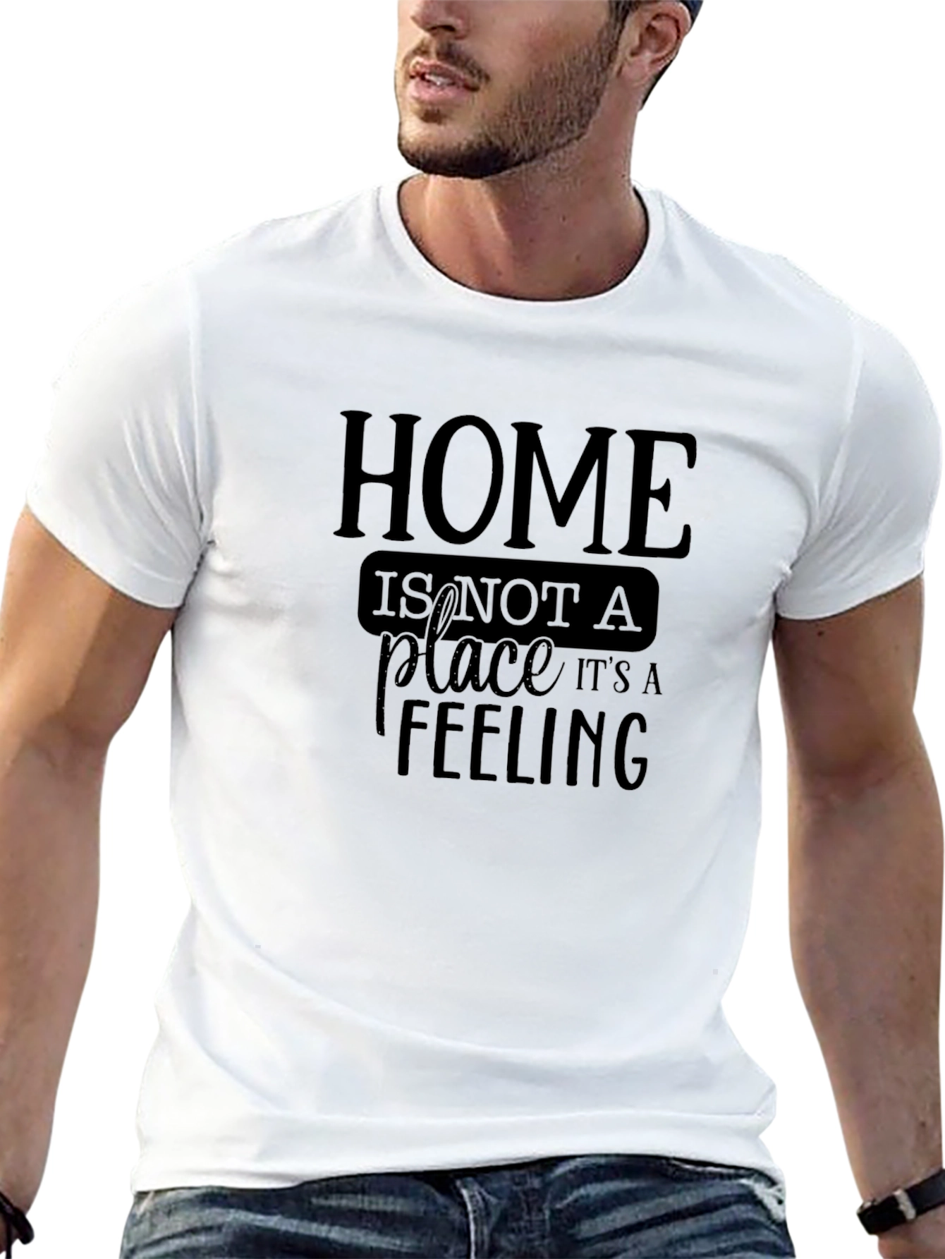 Home Is A Feeling Black Graphic T-Shirt