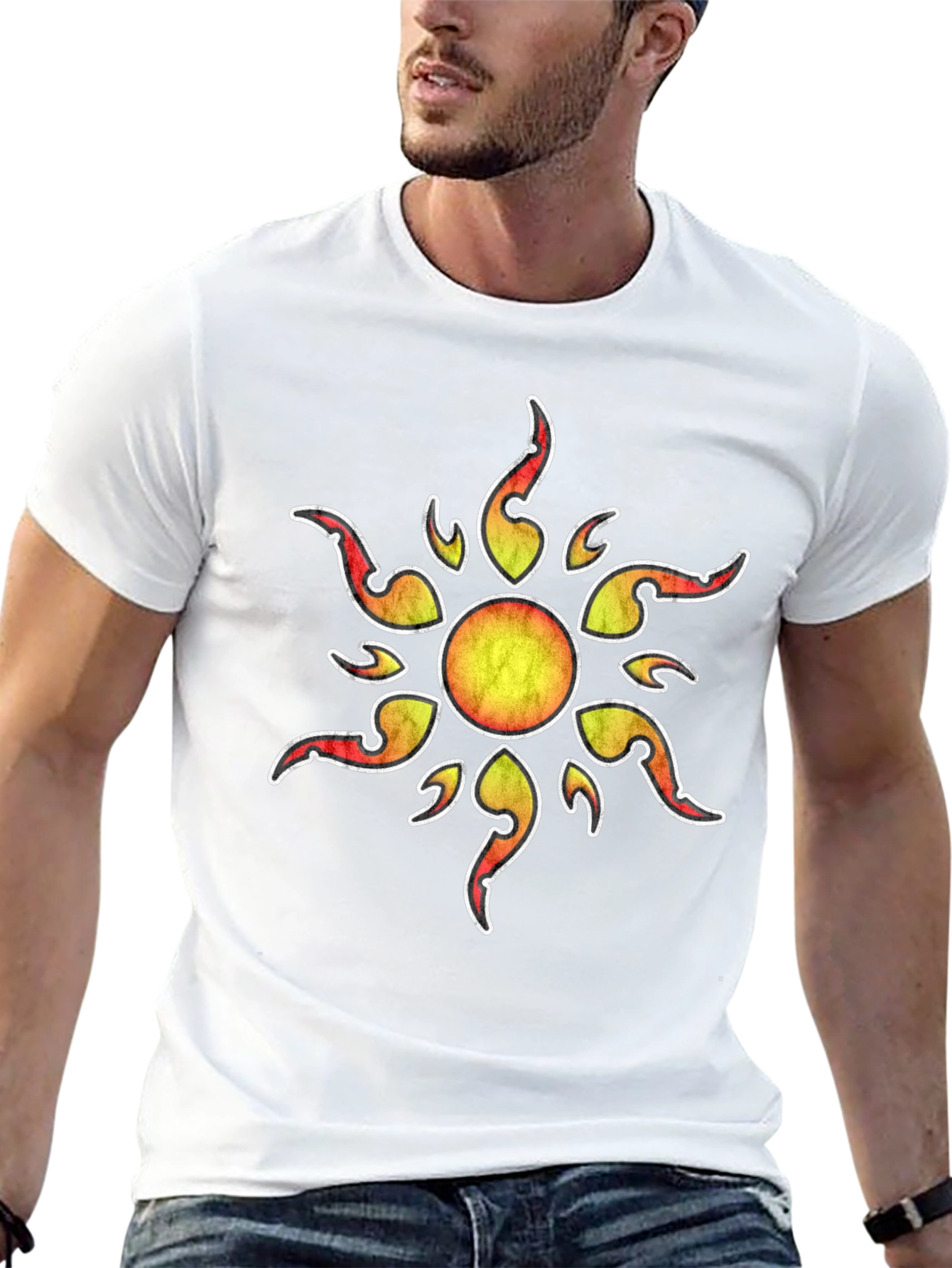 Sunburst Graphic Print Black T-Shirt