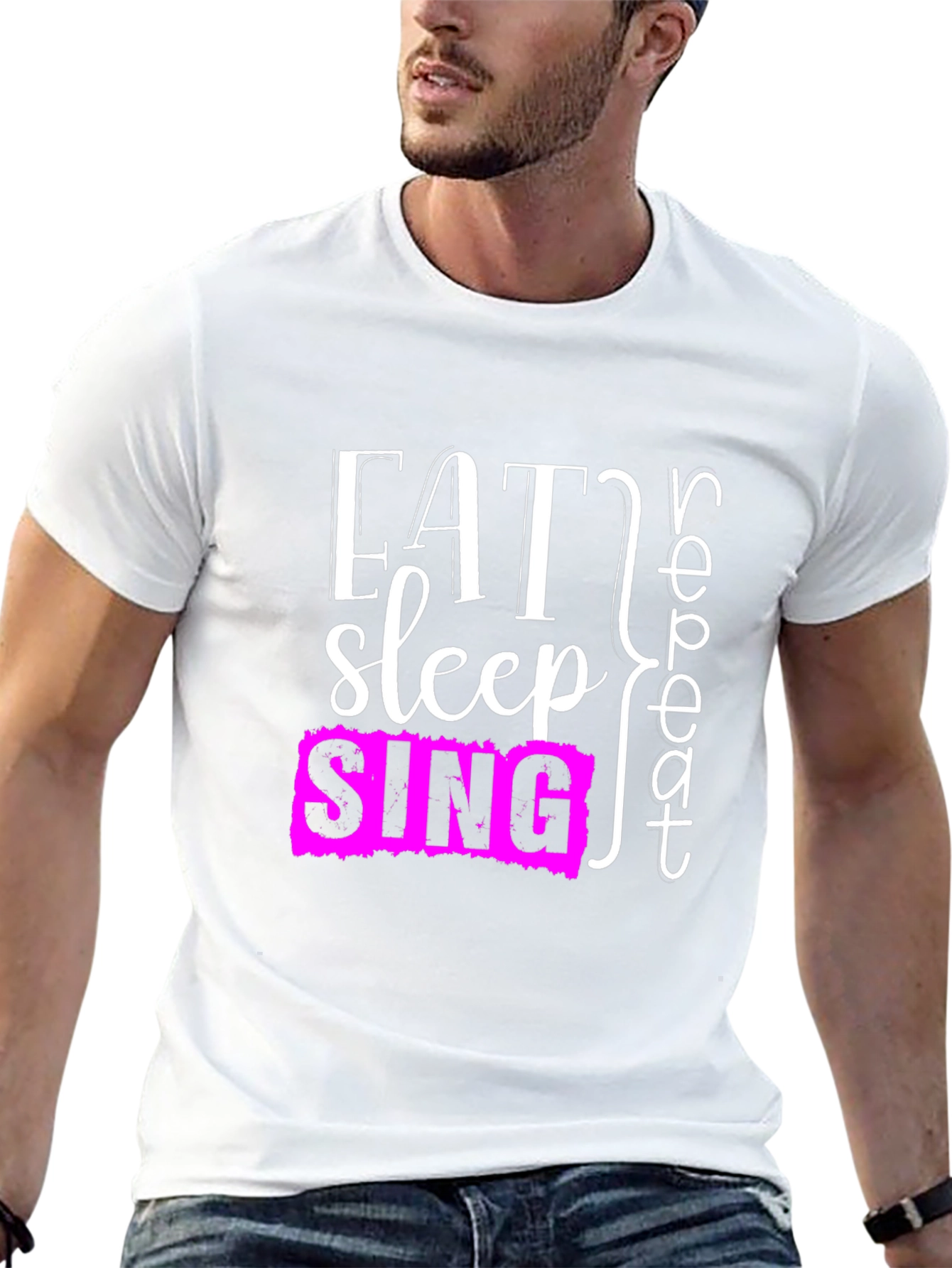 Eat Sleep Sing Repeat Black T-Shirt