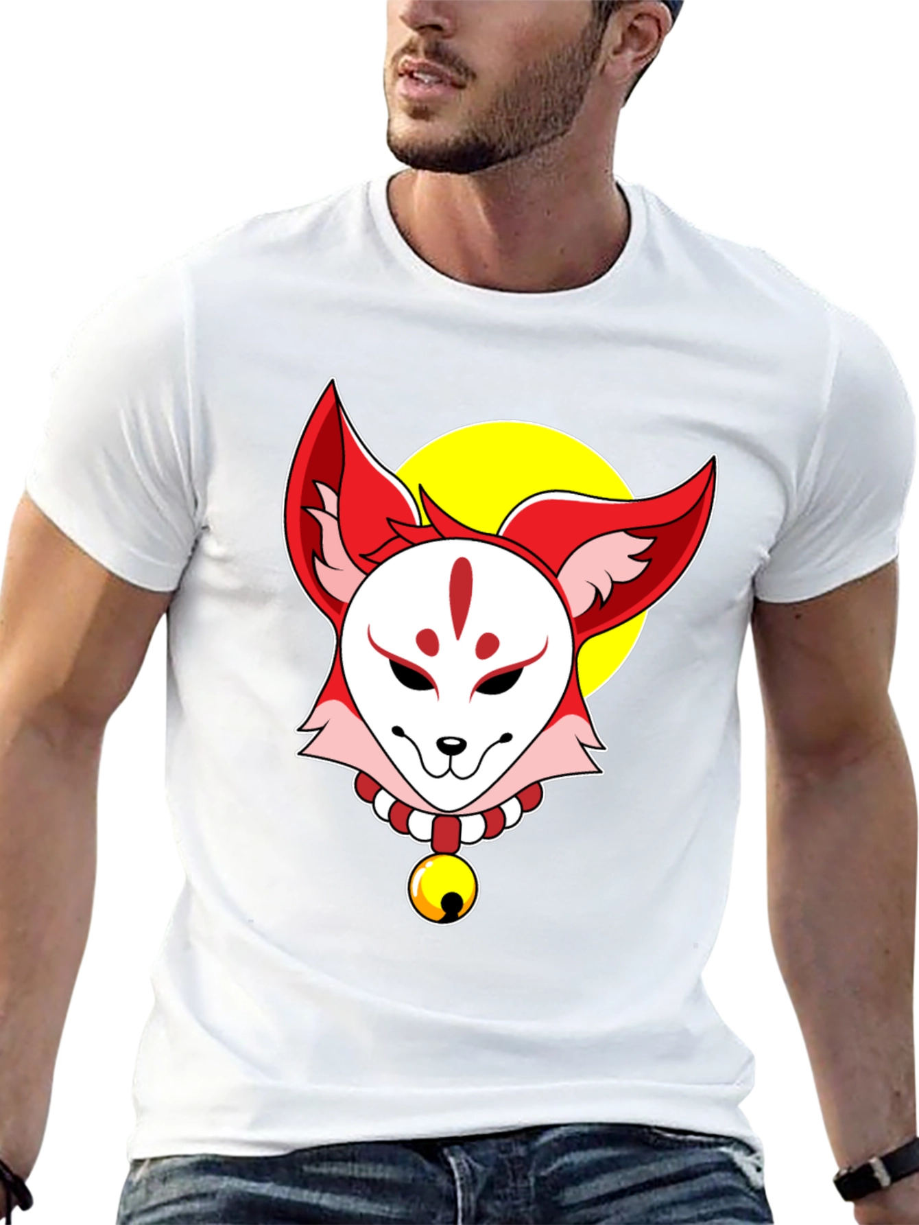 Fox Mask Graphic Tee - Unique Anime Design