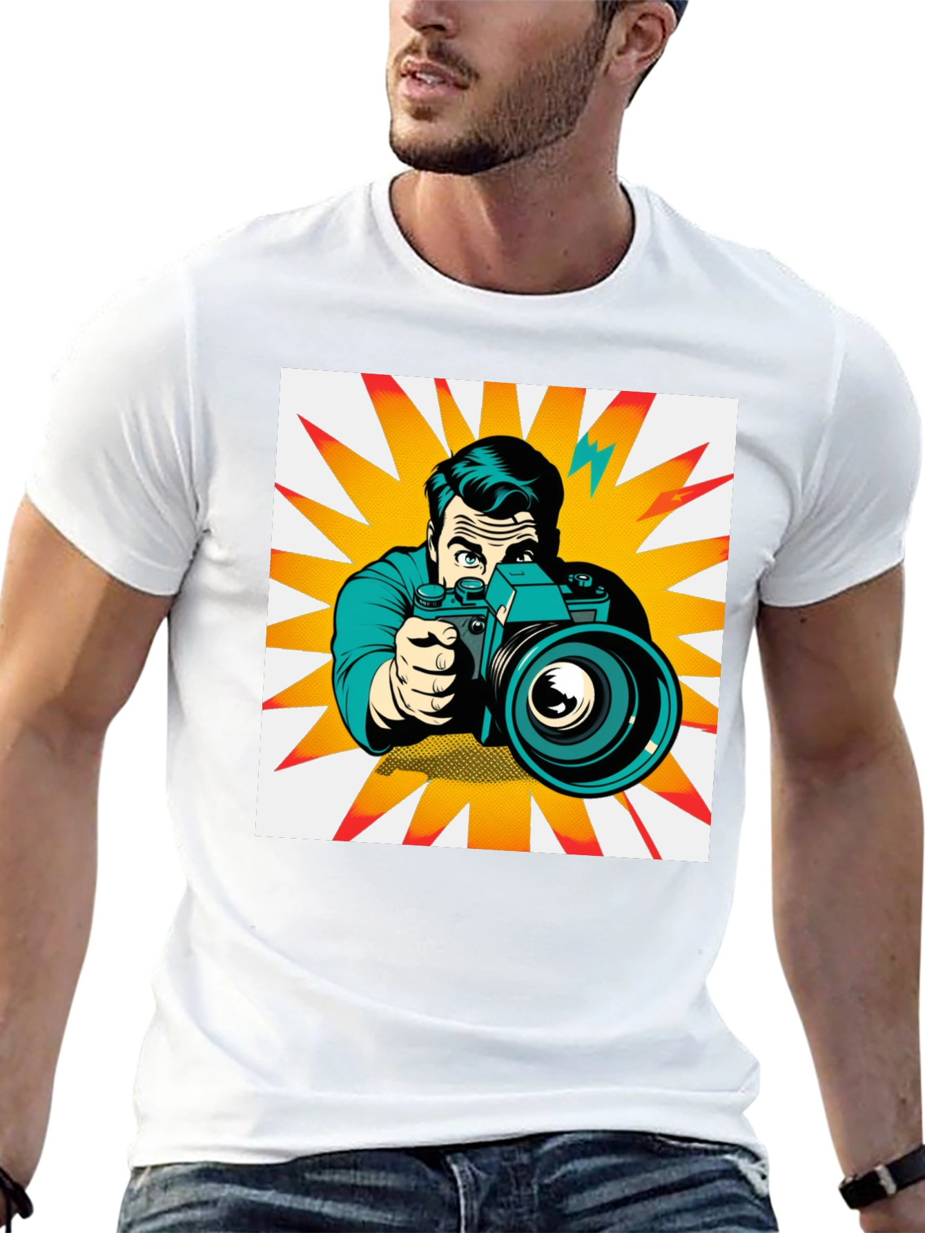 Retro Photographer Graphic Tee - Black