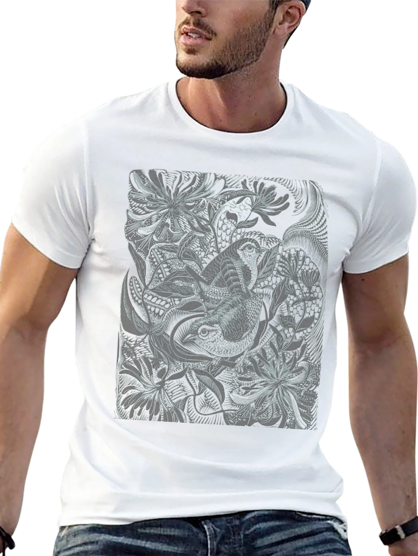Botanical Print Black T-Shirt