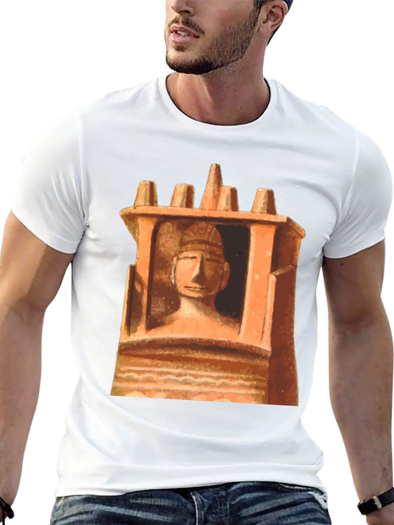 Unique Graphic Tee - Ancient Statue Design