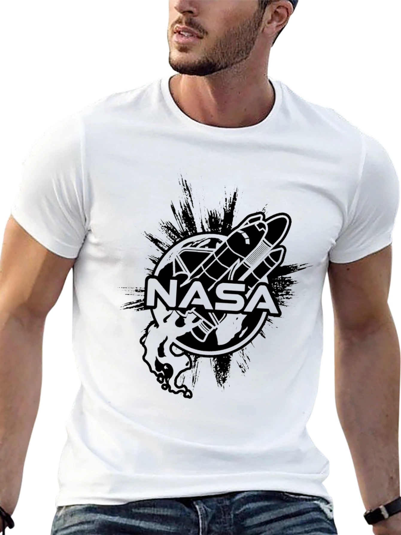NASA Space Shuttle Graphic Black T-Shirt