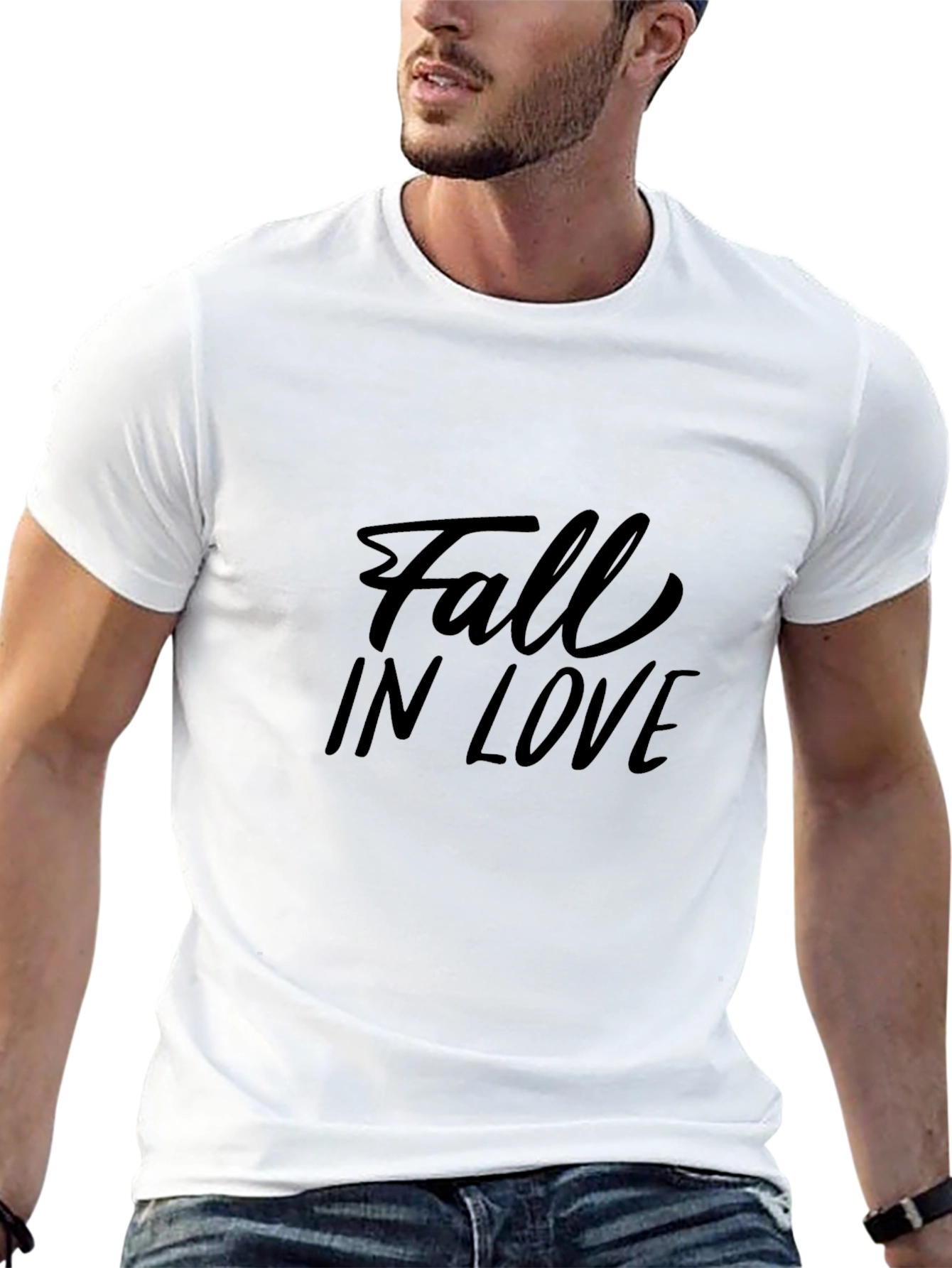 Fall In Love Graphic Tee - Stylish Black T-Shirt