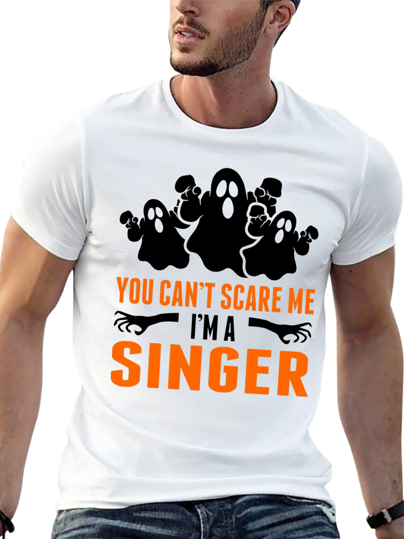 Funny Halloween Singer T-Shirt - You Cant Scare Me