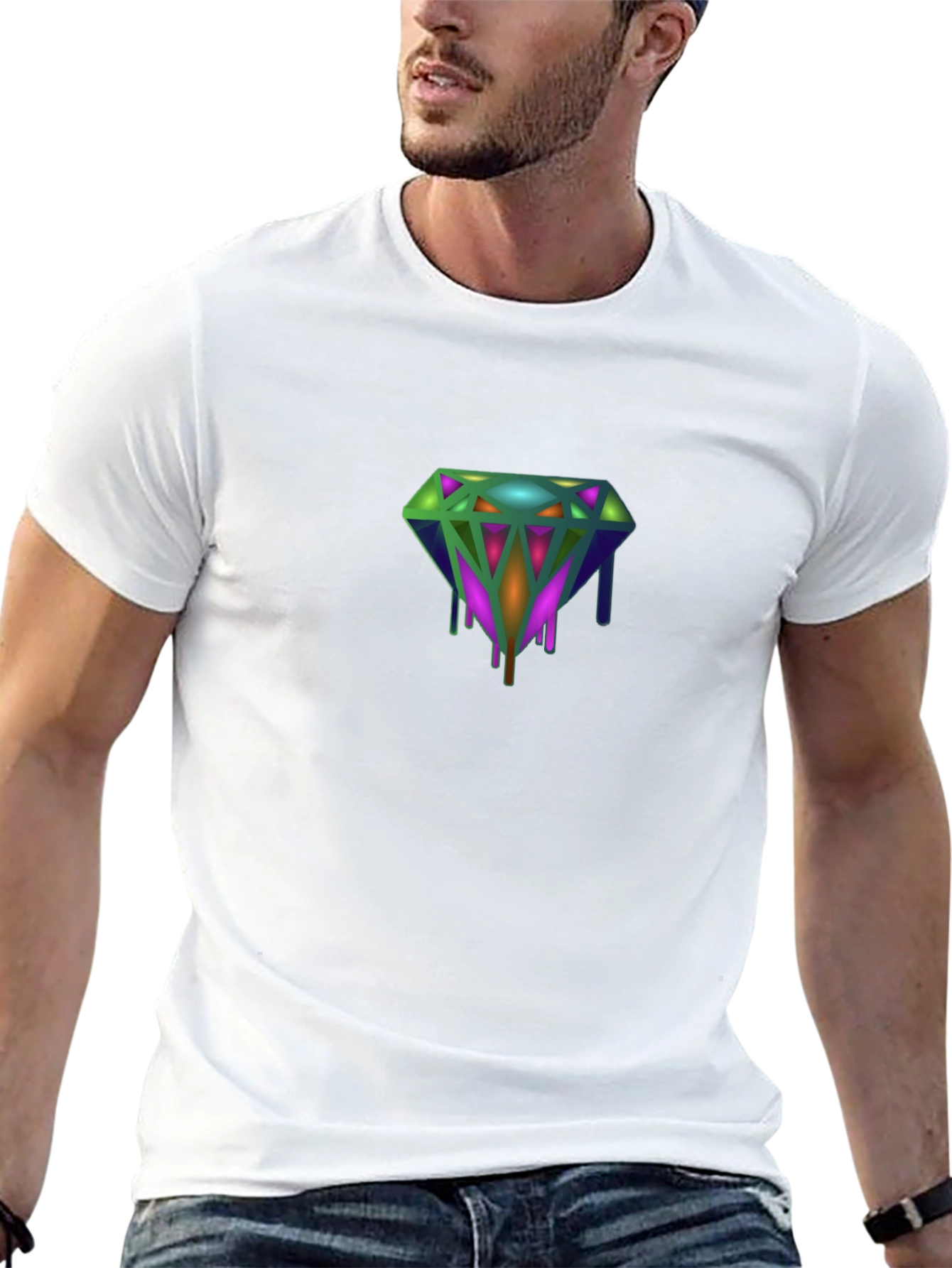 Dripping Diamond Graphic Tee - Modern Style