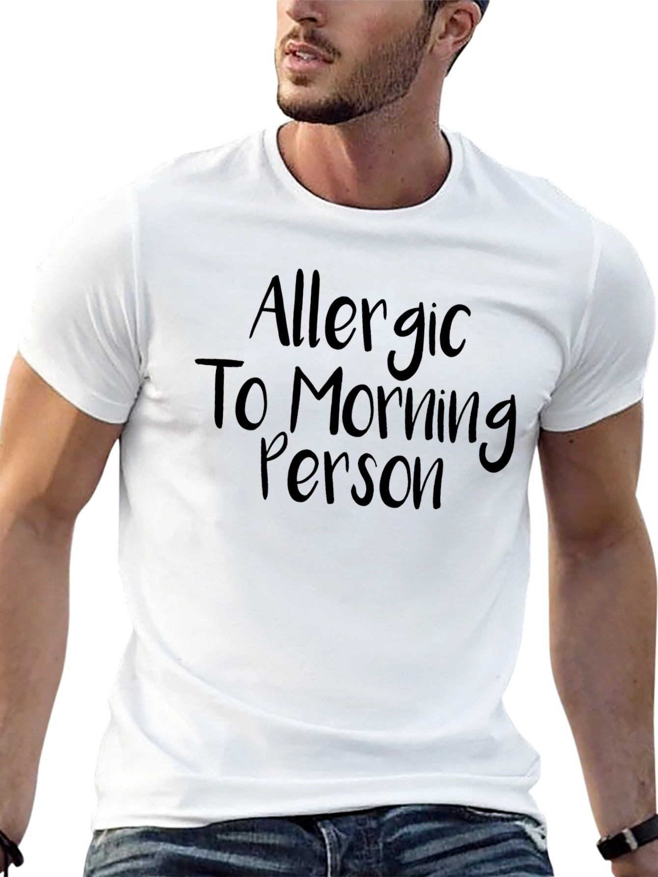 Allergic to Morning Person Black T-Shirt