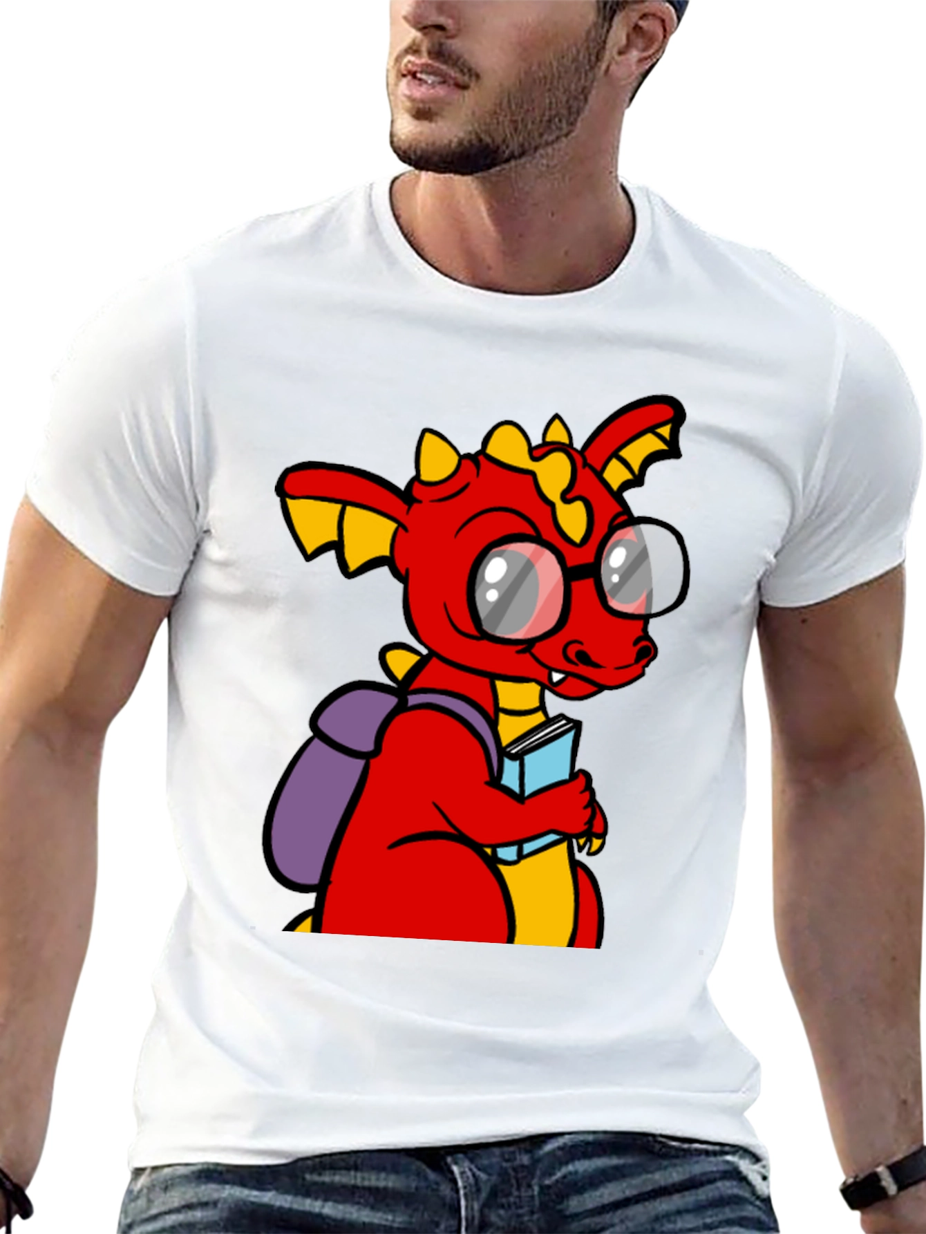 Dragon with Book T-Shirt - Smart & Fun Design