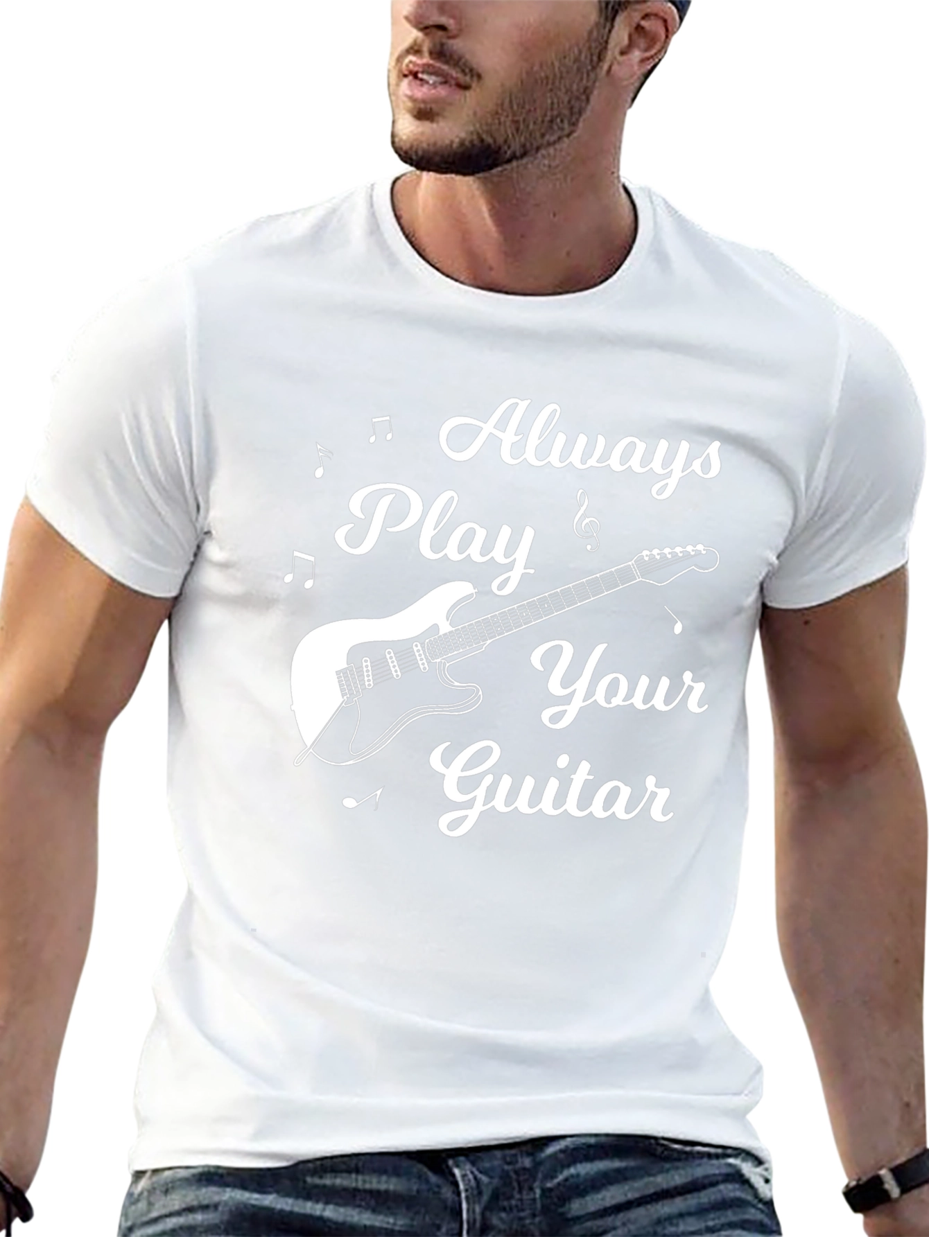 Always Play Your Guitar Black Graphic Tee