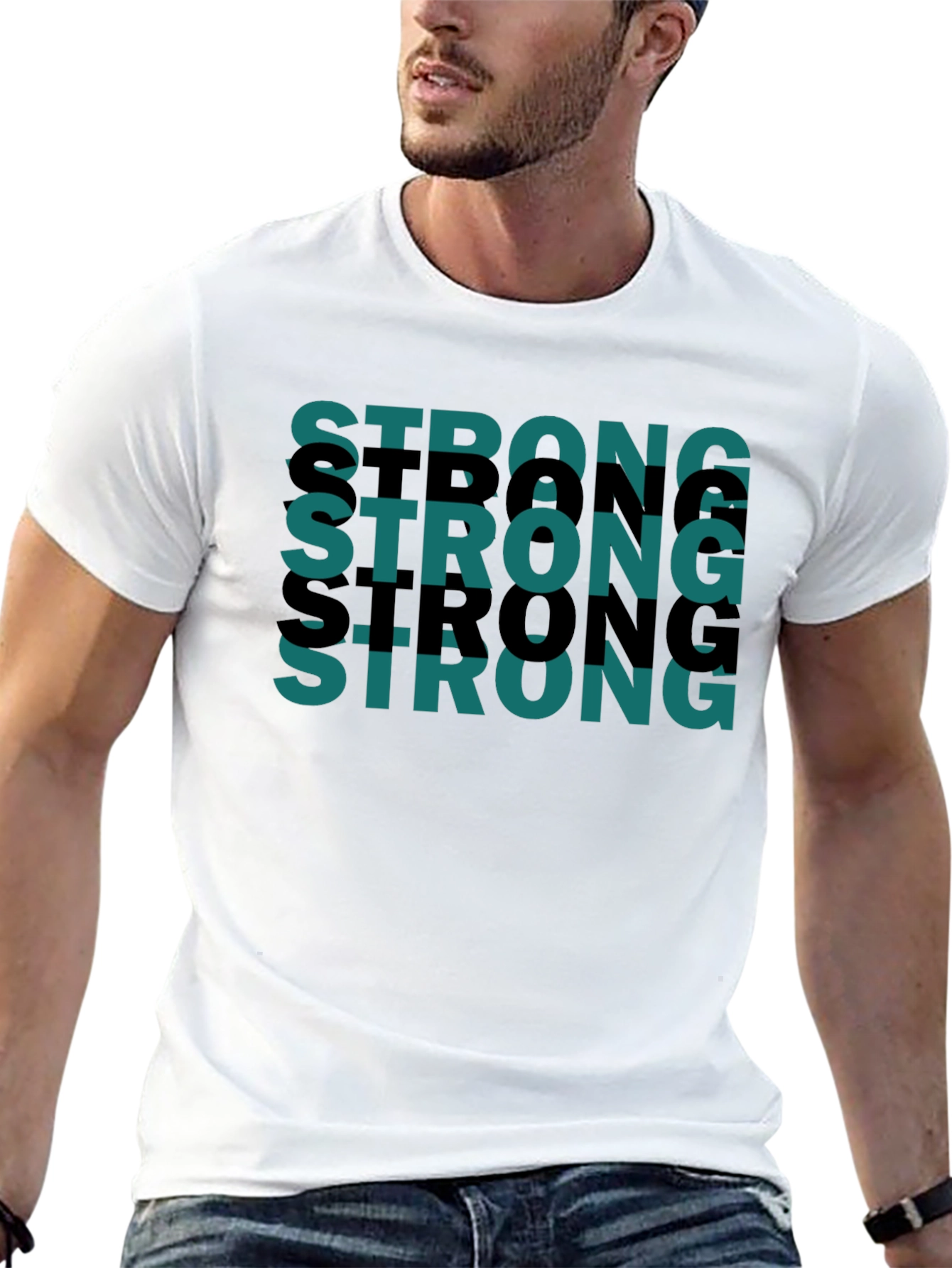 Strong Graphic Tee - Black Cotton Casual Shirt