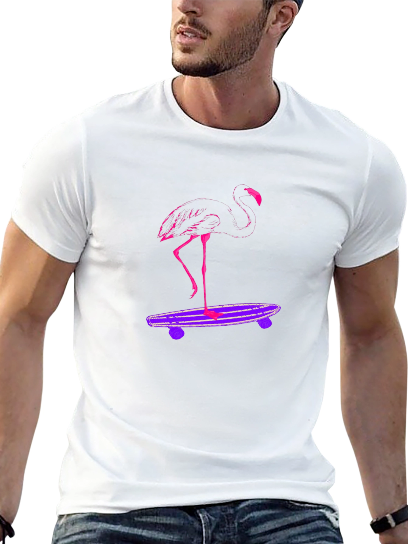 Flamingo Skateboard Graphic Tee