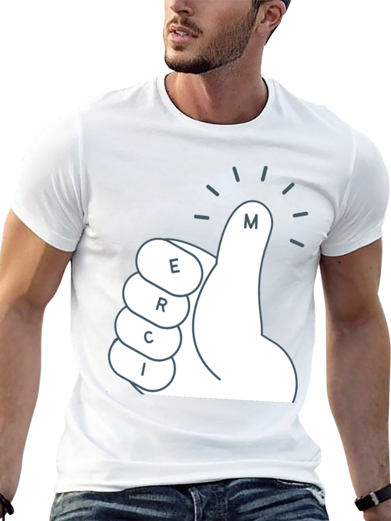 Merci T-Shirt - Thumbs Up Graphic Tee