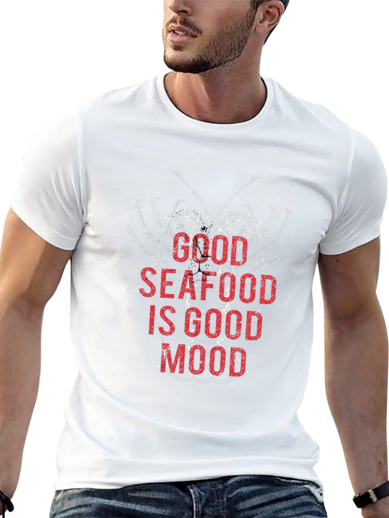 Seafood Lover Black T-Shirt: Good Seafood Good Mood!