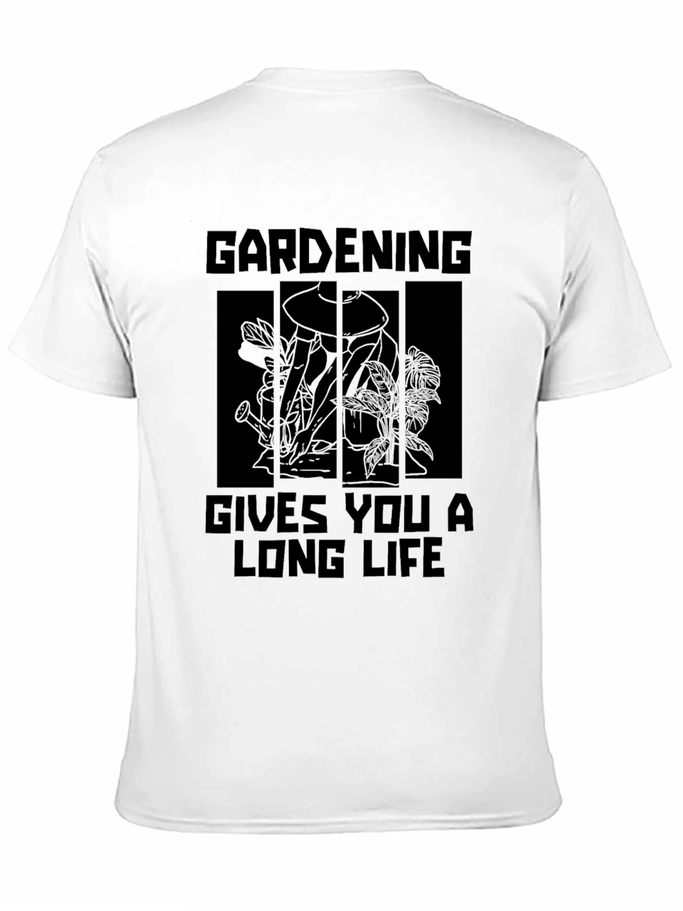 Gardening Gives You A Long Life Black T-Shirt