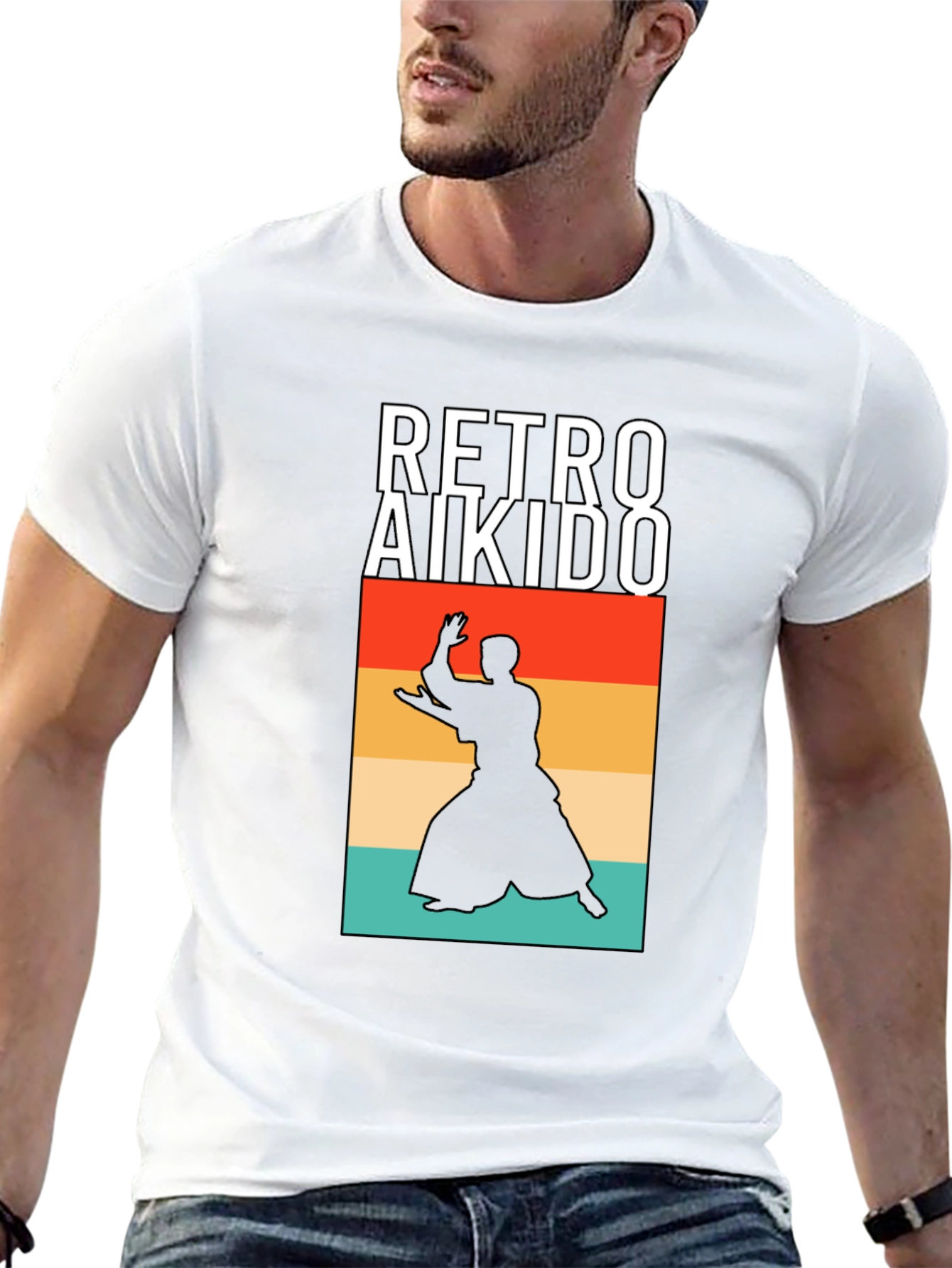 Retro Aikido Silhouette Graphic T-Shirt