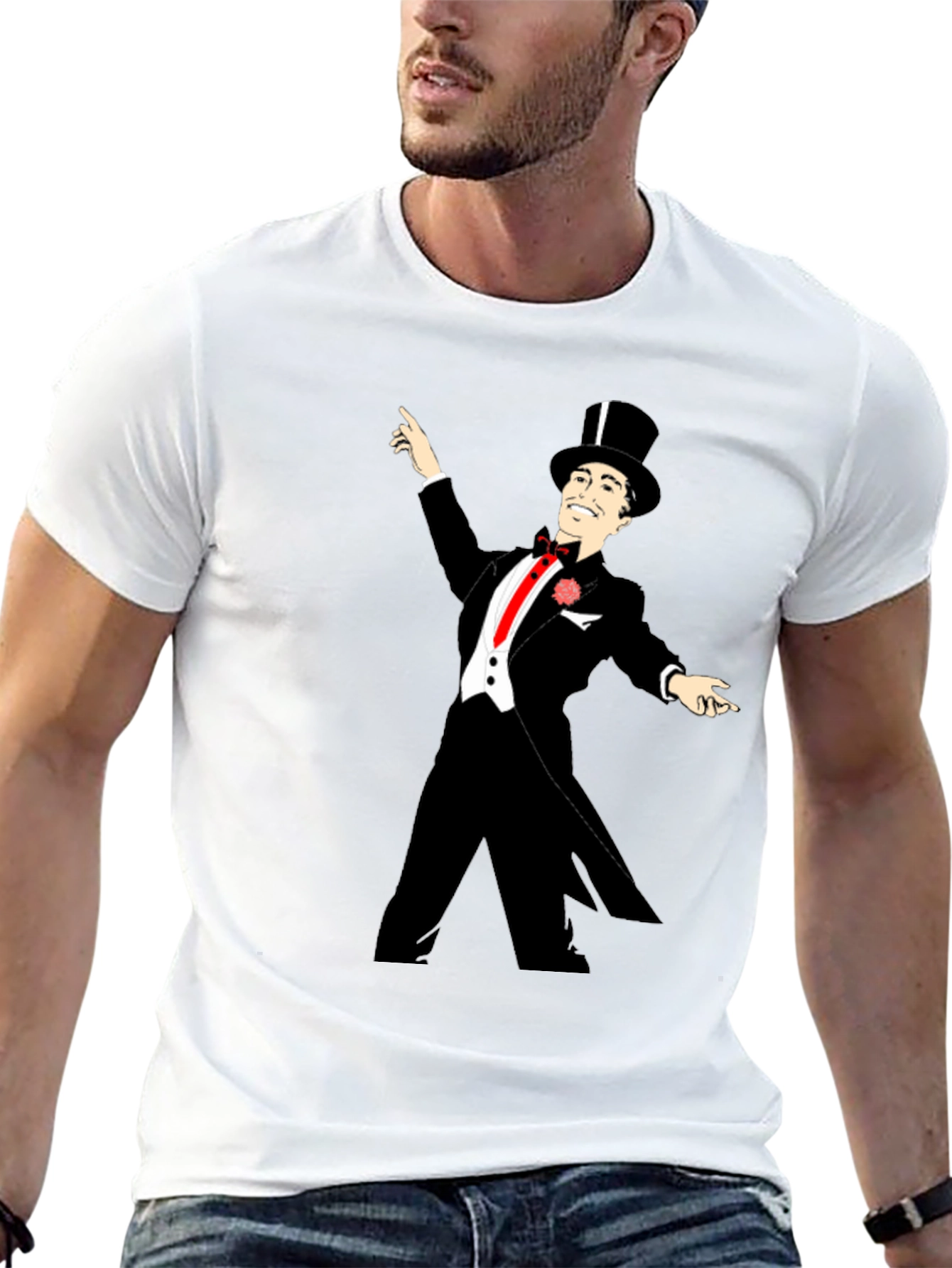 Dapper Gentleman Graphic Tee - Black Cotton T-Shirt