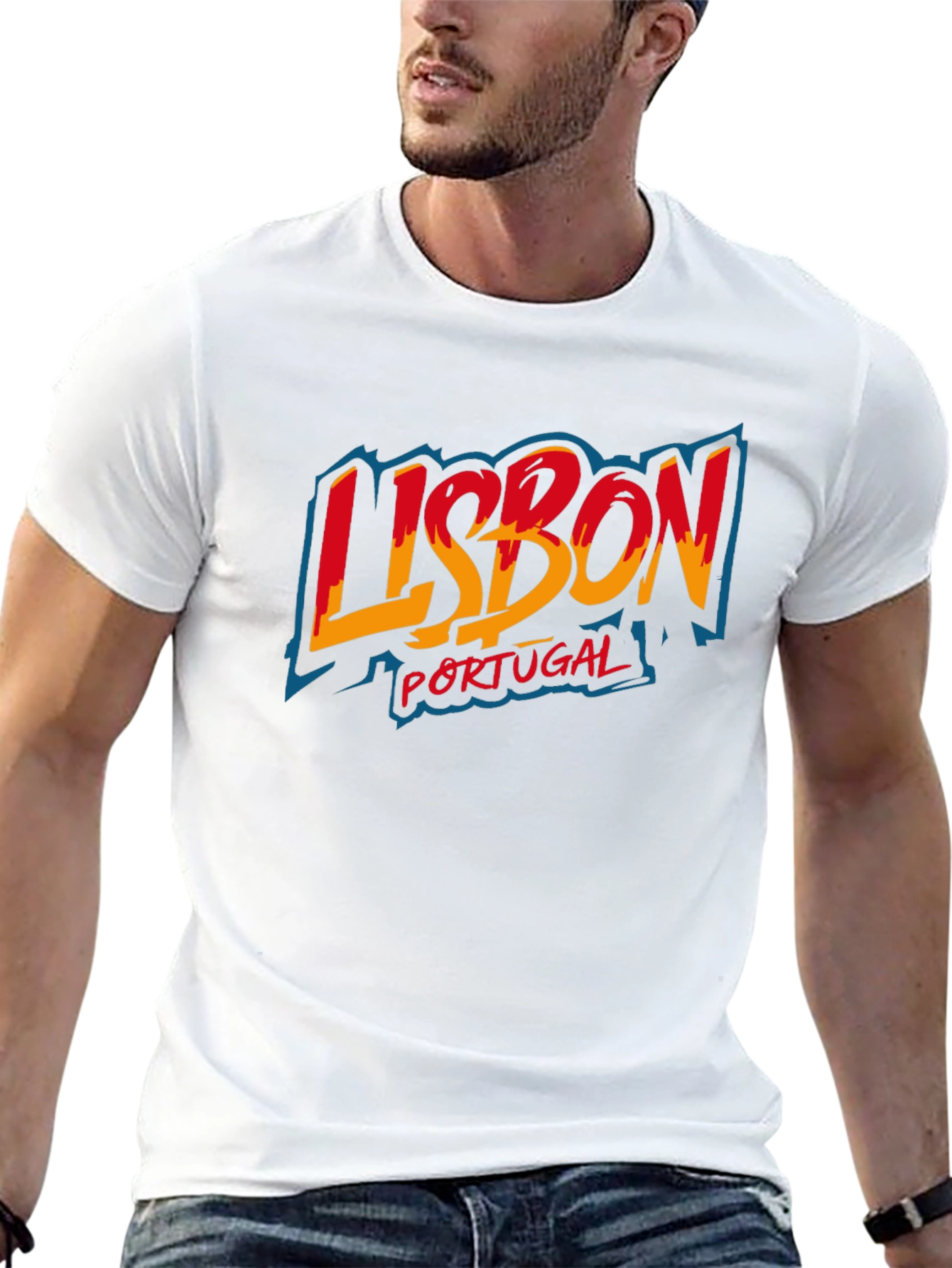 Lisbon Portugal Graphic Tee - Black