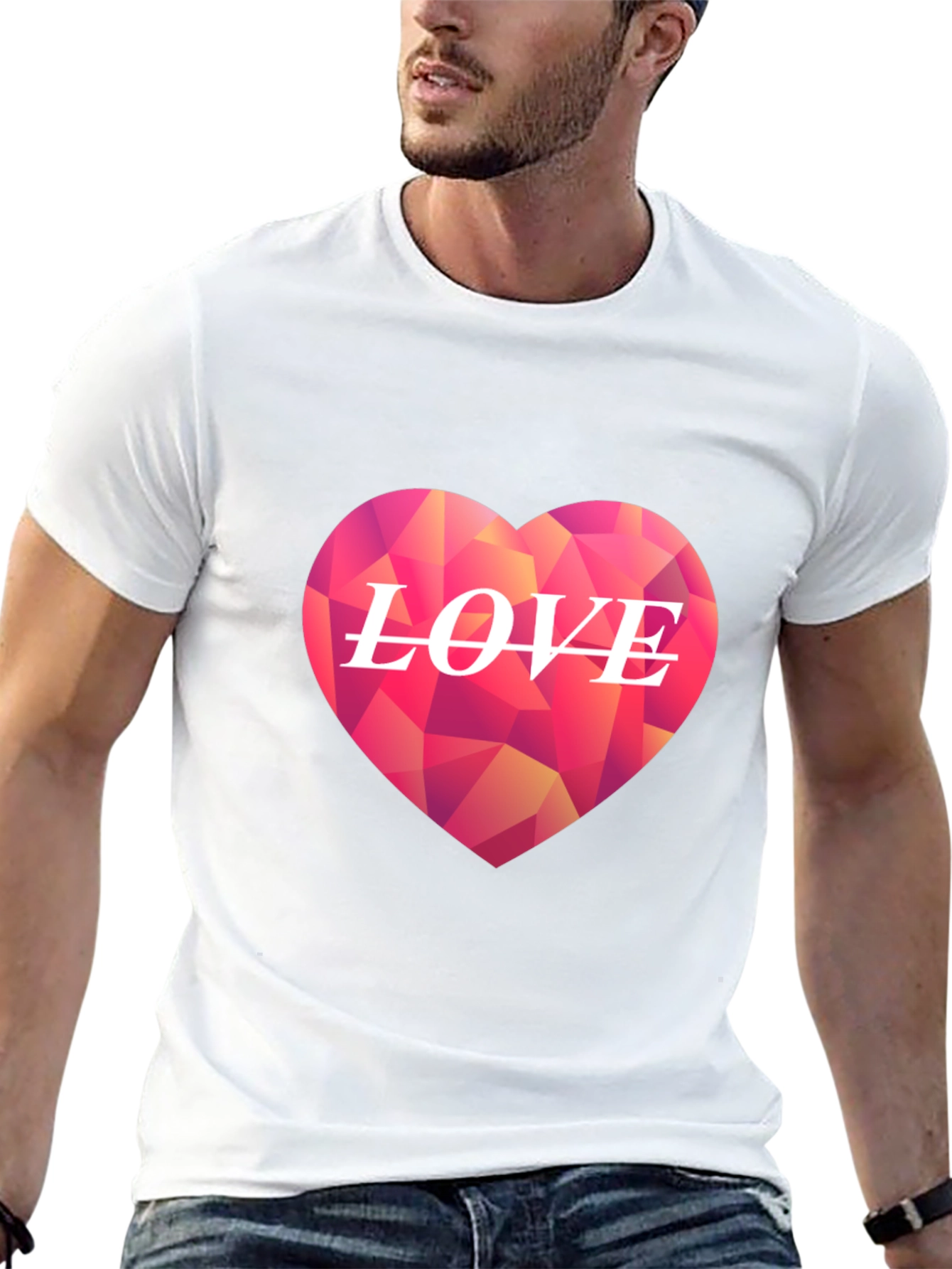 Geometric Heart LOVE Graphic T-Shirt