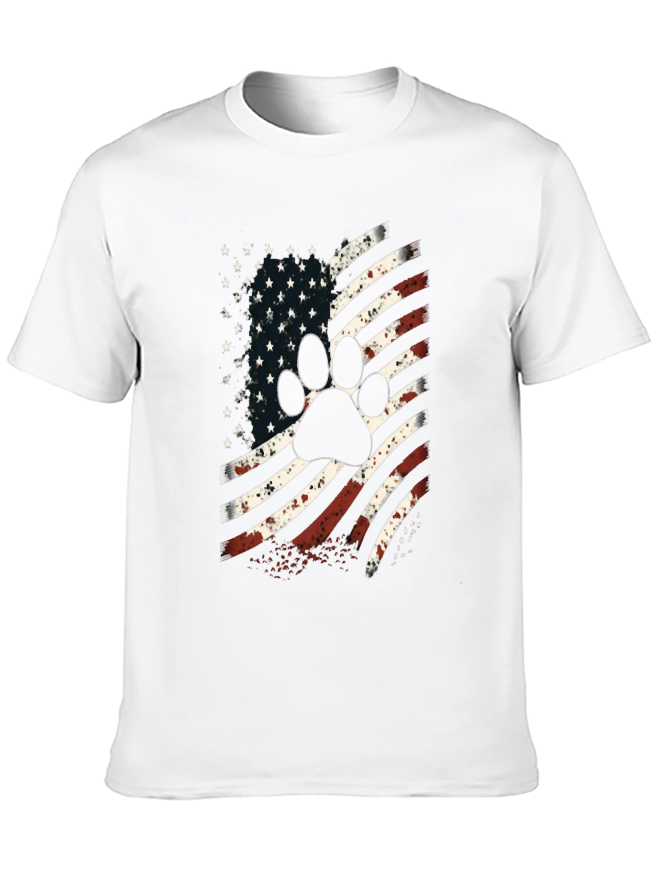 Patriotic Paw Print USA Flag Graphic T-Shirt
